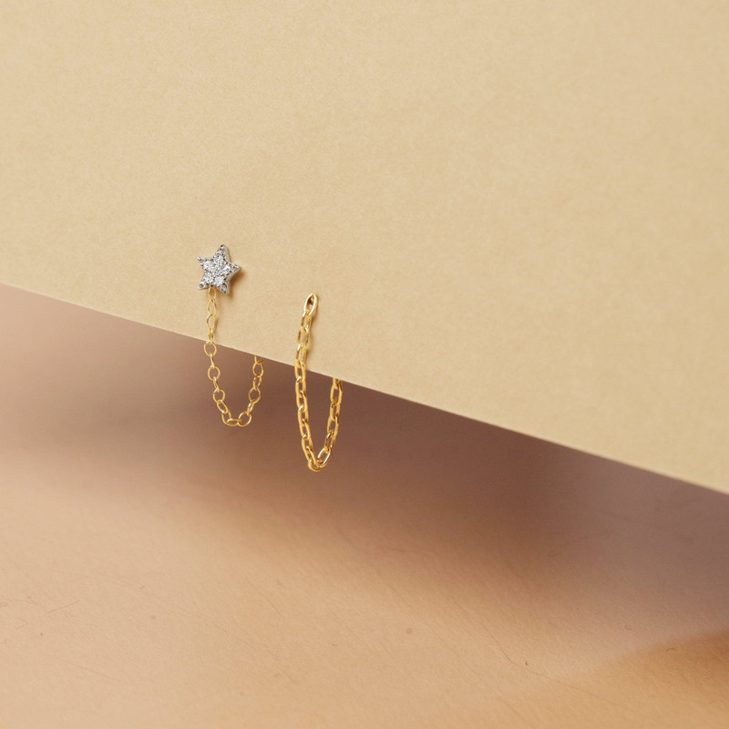 Gold Front To Back Chain Earring 9