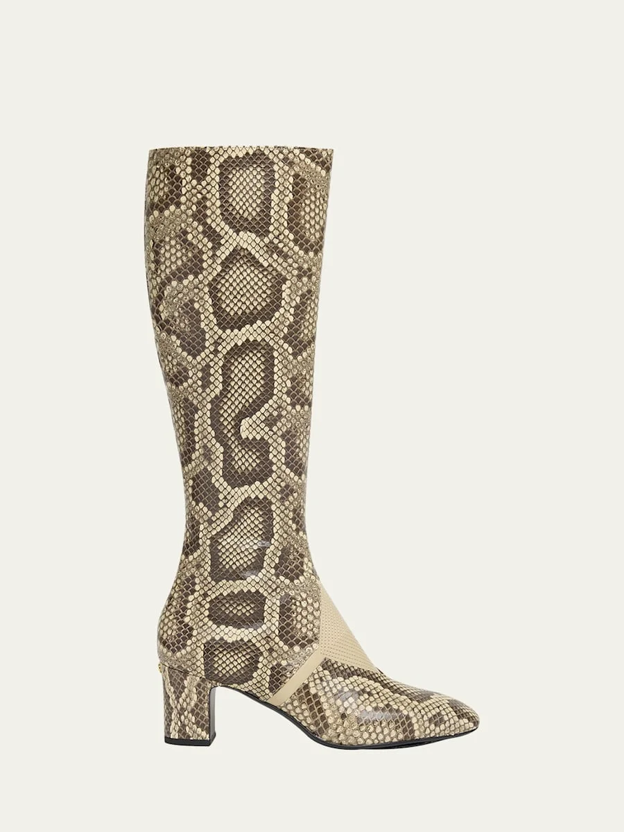 Equivoque Tall Snake-Embossed Boots - 1