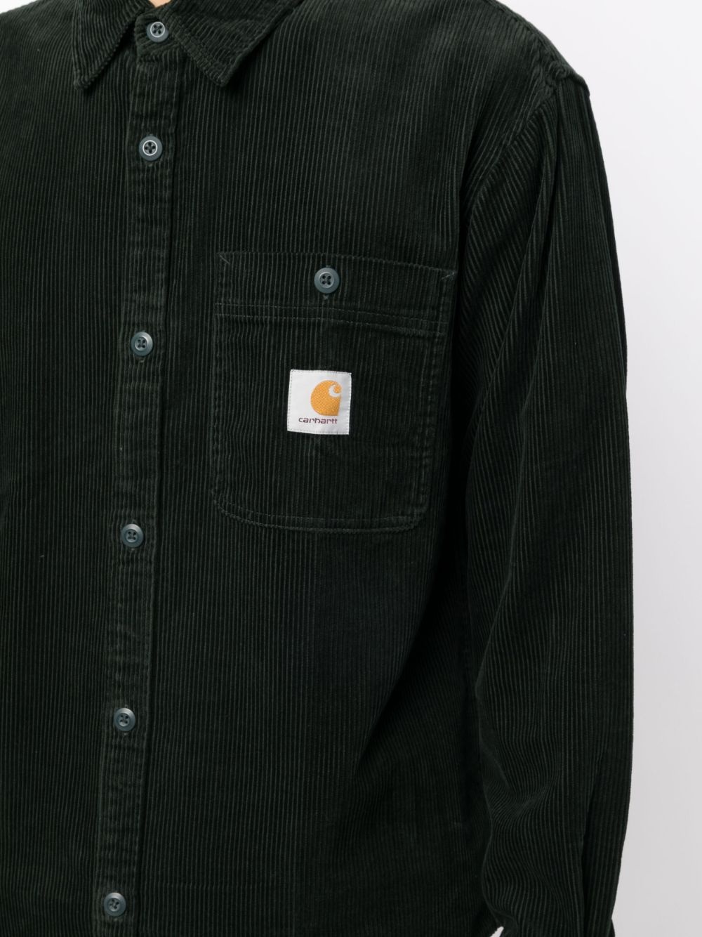 corduroy logo-patch cotton shirt - 5