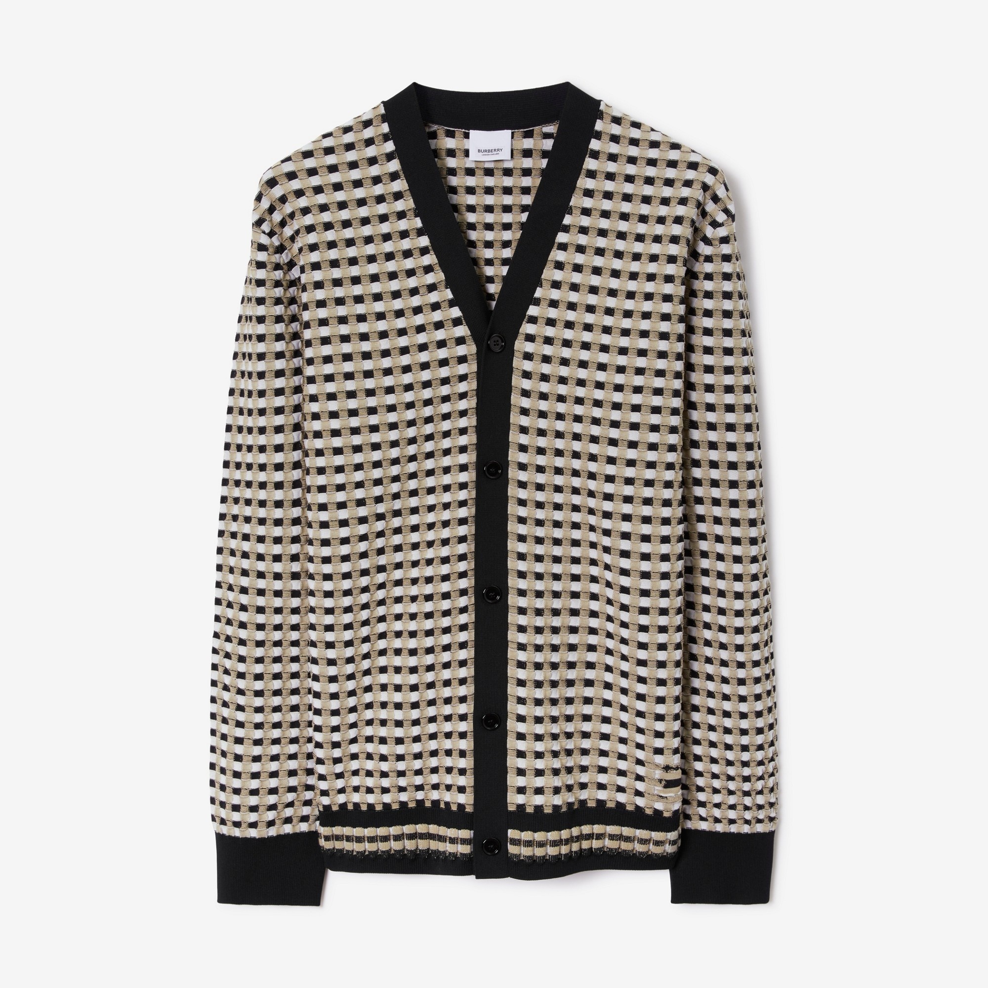 Check Cotton Blend Cardigan - 1