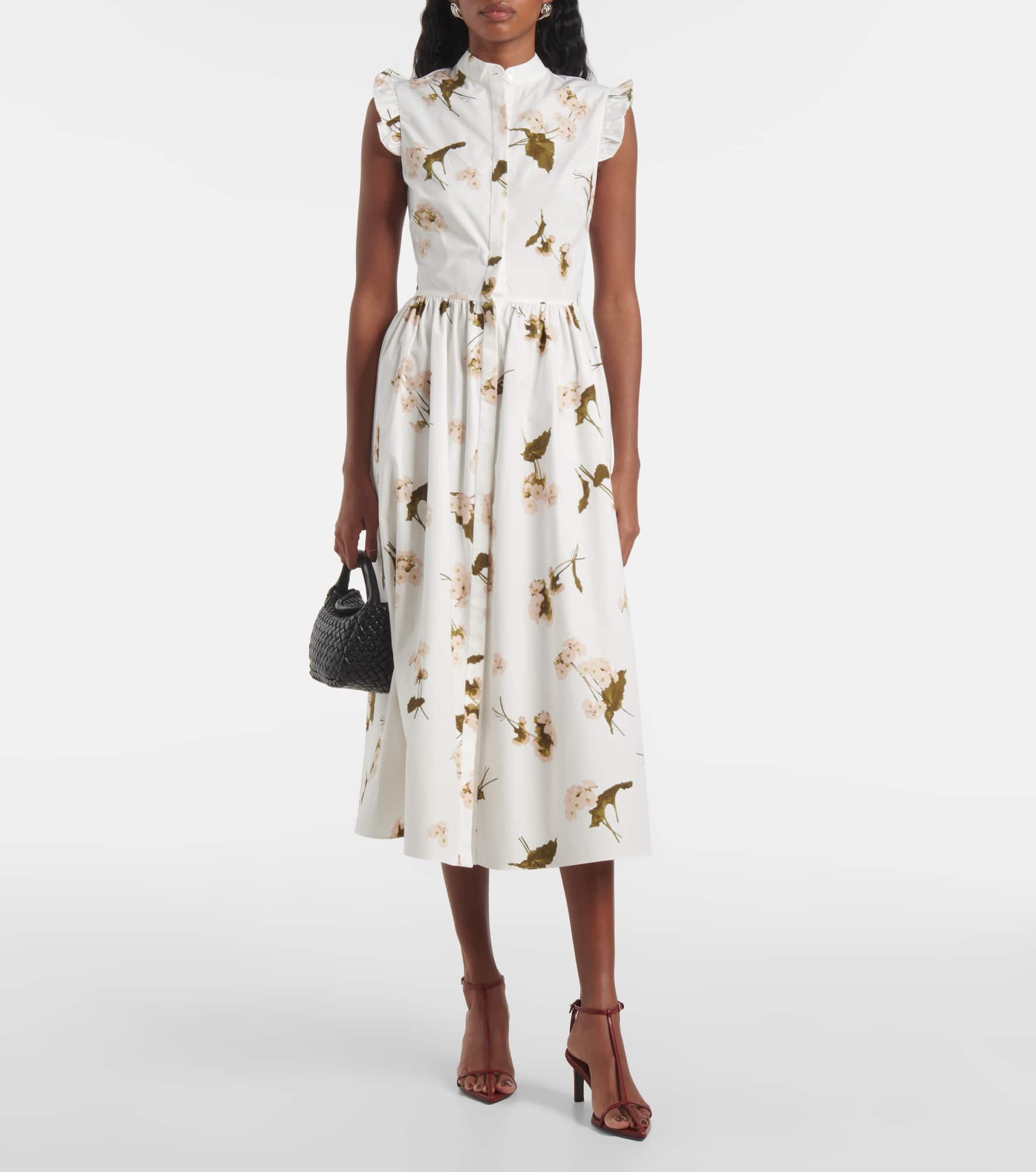 Floral cotton poplin midi dress - 2