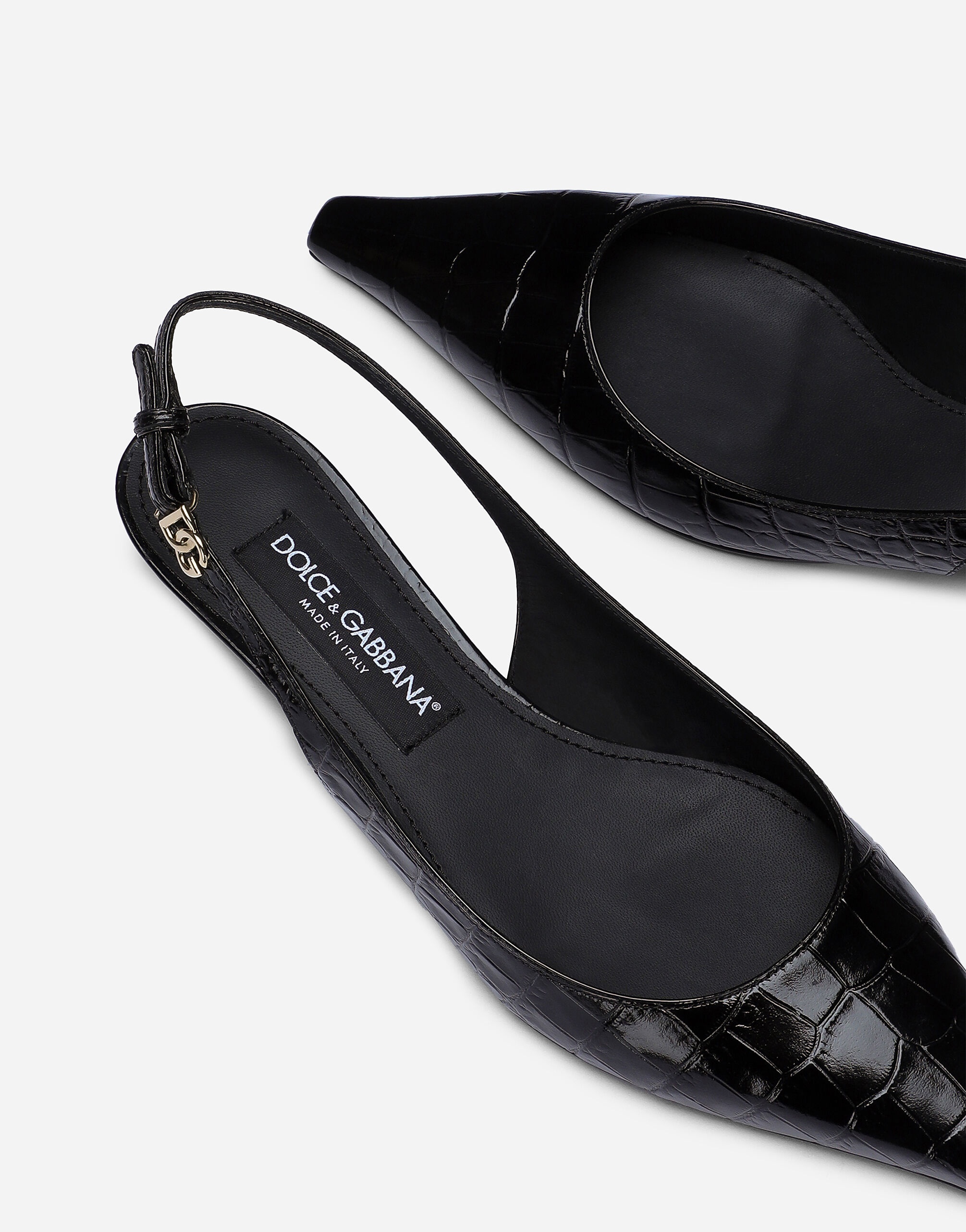 Crocodile-print calfskin slingbacks - 5