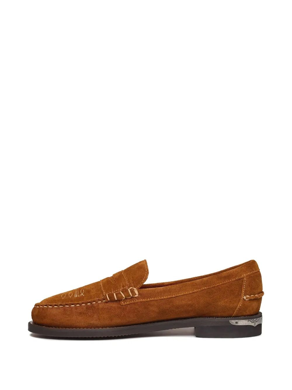 embroidered suede loafers - 2