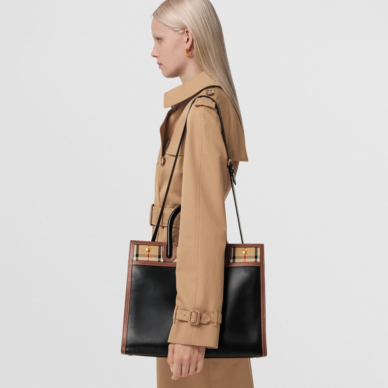 Medium Leather and Vintage Check Two-handle Title Bag - 2