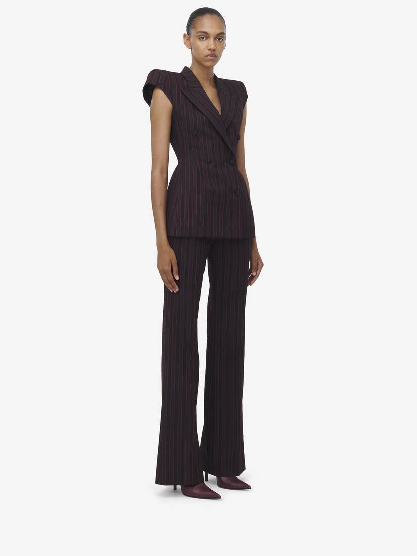 Pinstripe Sleeveless Jacket - 4