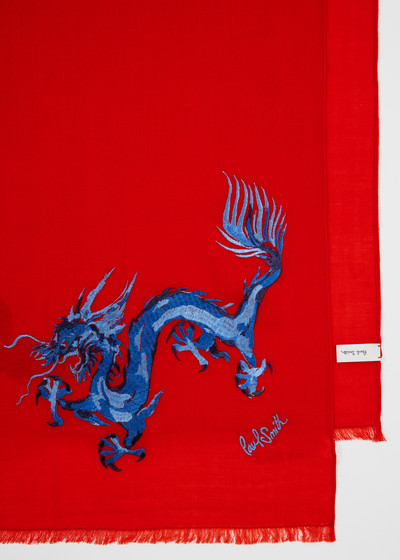 Paul Smith Red Wool 'Year Of The Dragon' Scarf outlook
