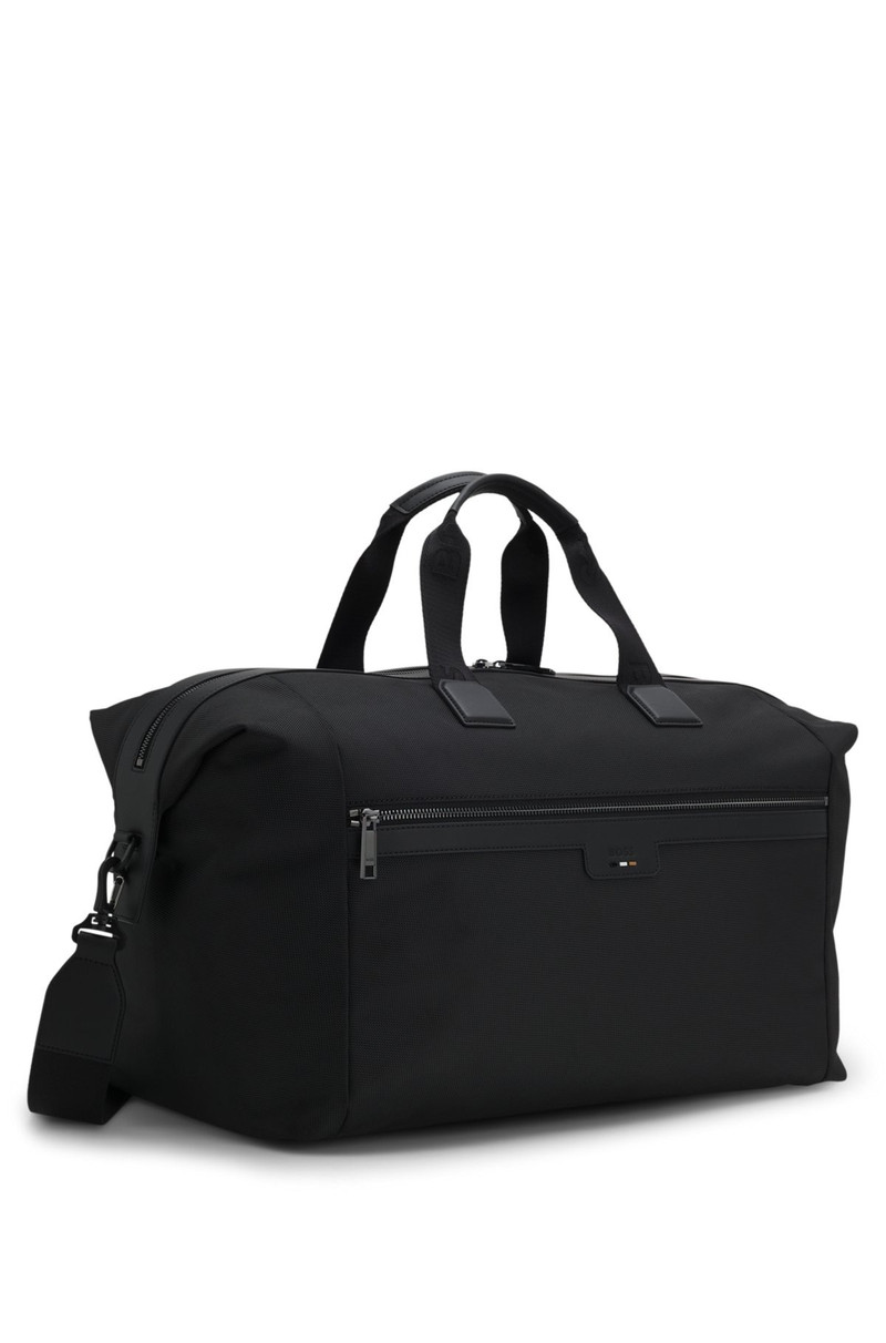 TEXTURED-FABRIC HOLDALL WITH FAUX-LEATHER TRIMS 5