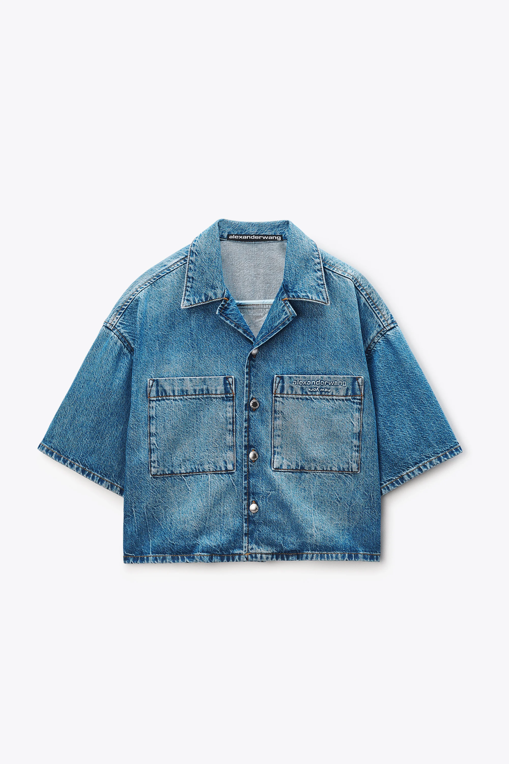 Cropped Denim Shirt - 1