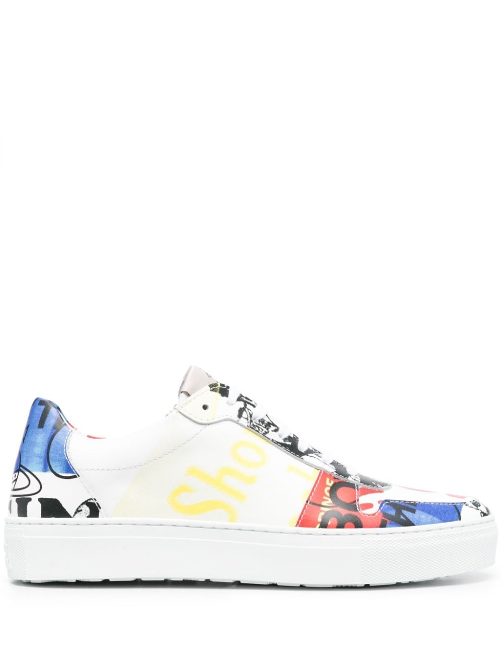 mix-print leather sneakers - 1