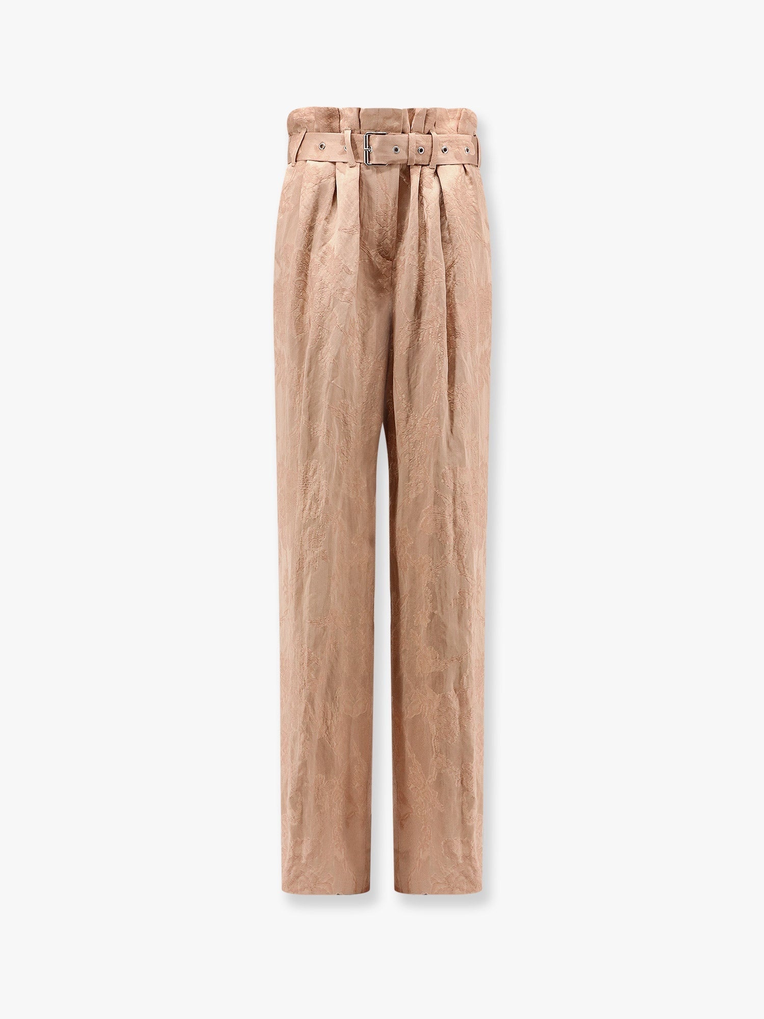 パンツ DRIES VAN NOTEN Damasked linen viscose trouser belt Rosa Dries Van Noten Damasked linen and viscose trouser with belt