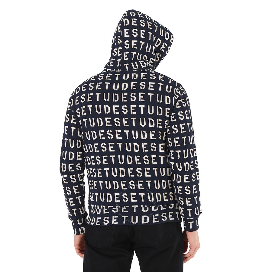 Etudes Men's Navy Stencil Allover Logo-Pront Hoodie - 6