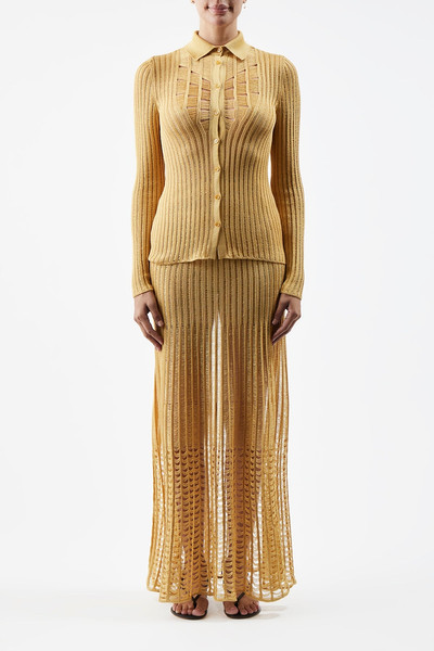 GABRIELA HEARST Althea Skirt in Gold Shappe Silk outlook