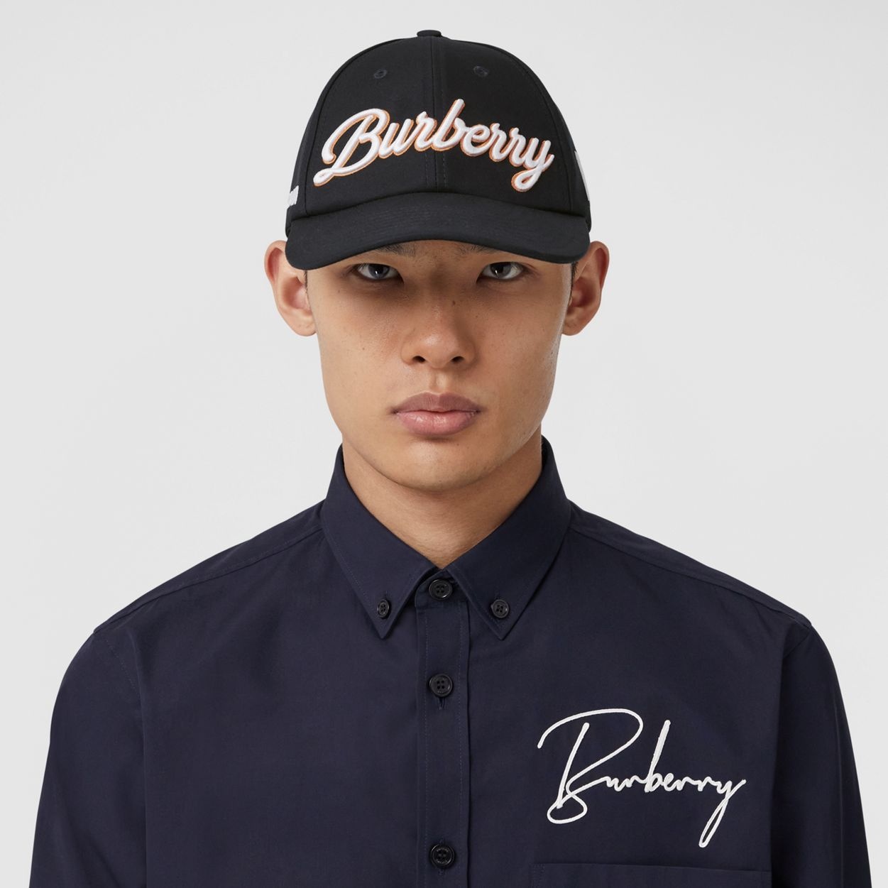Embroidered Montage Cotton Gabardine Baseball Cap - 3