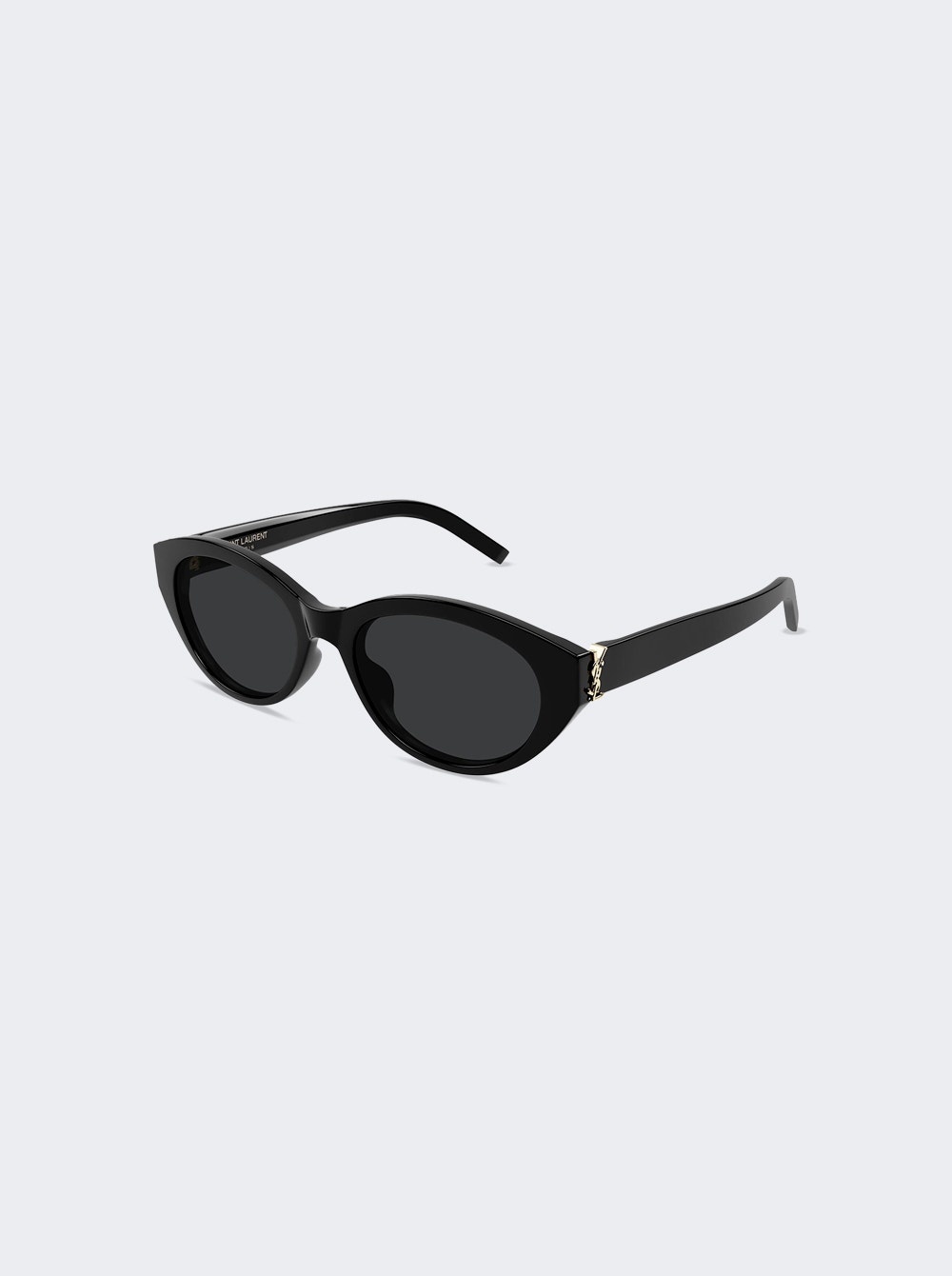 Rounded Cat-eye Sunglasses Shiny Solid Black - 4