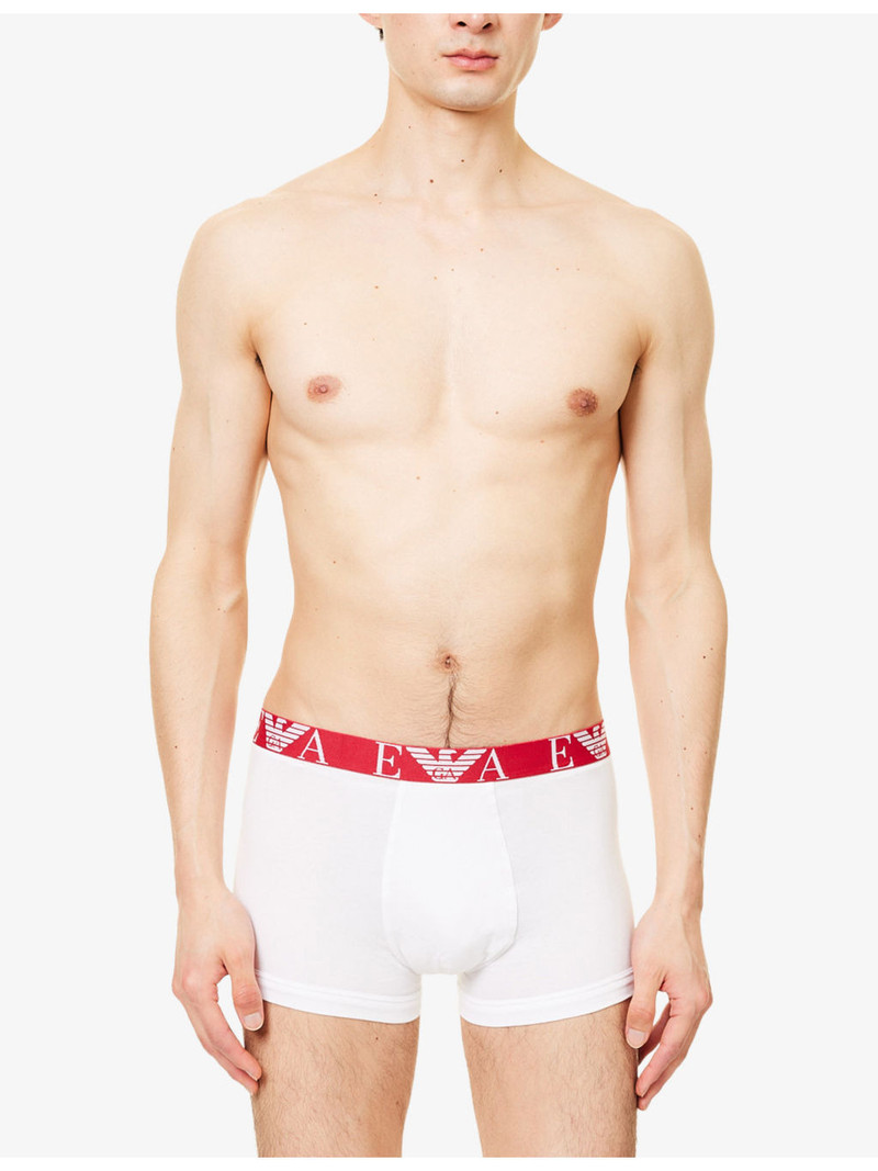 EMPORIO ARMANI Branded Mid-Rise Pack Of Three Stretch-Cotton Trunks outlook