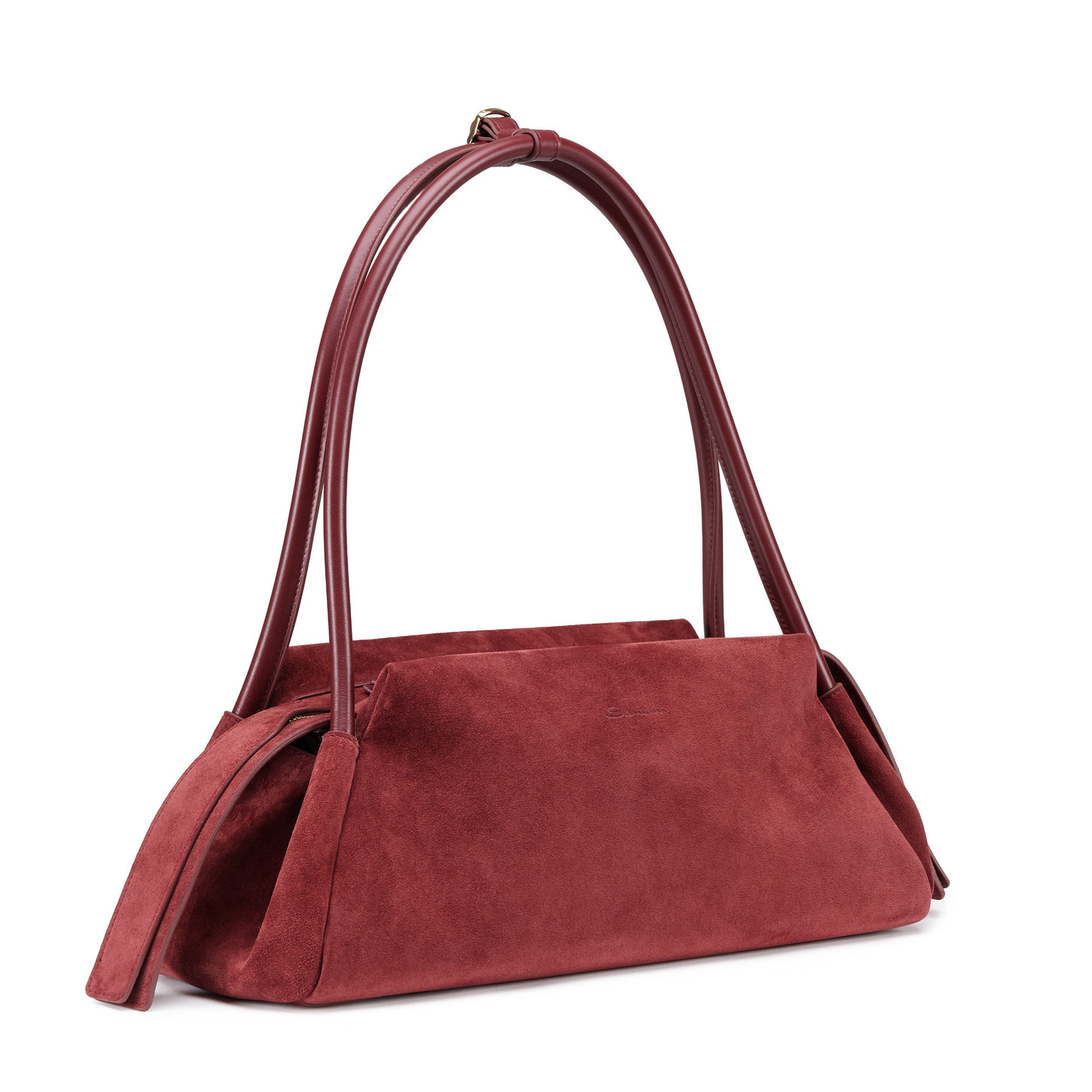 Burgundy suede shoulder bag - 2