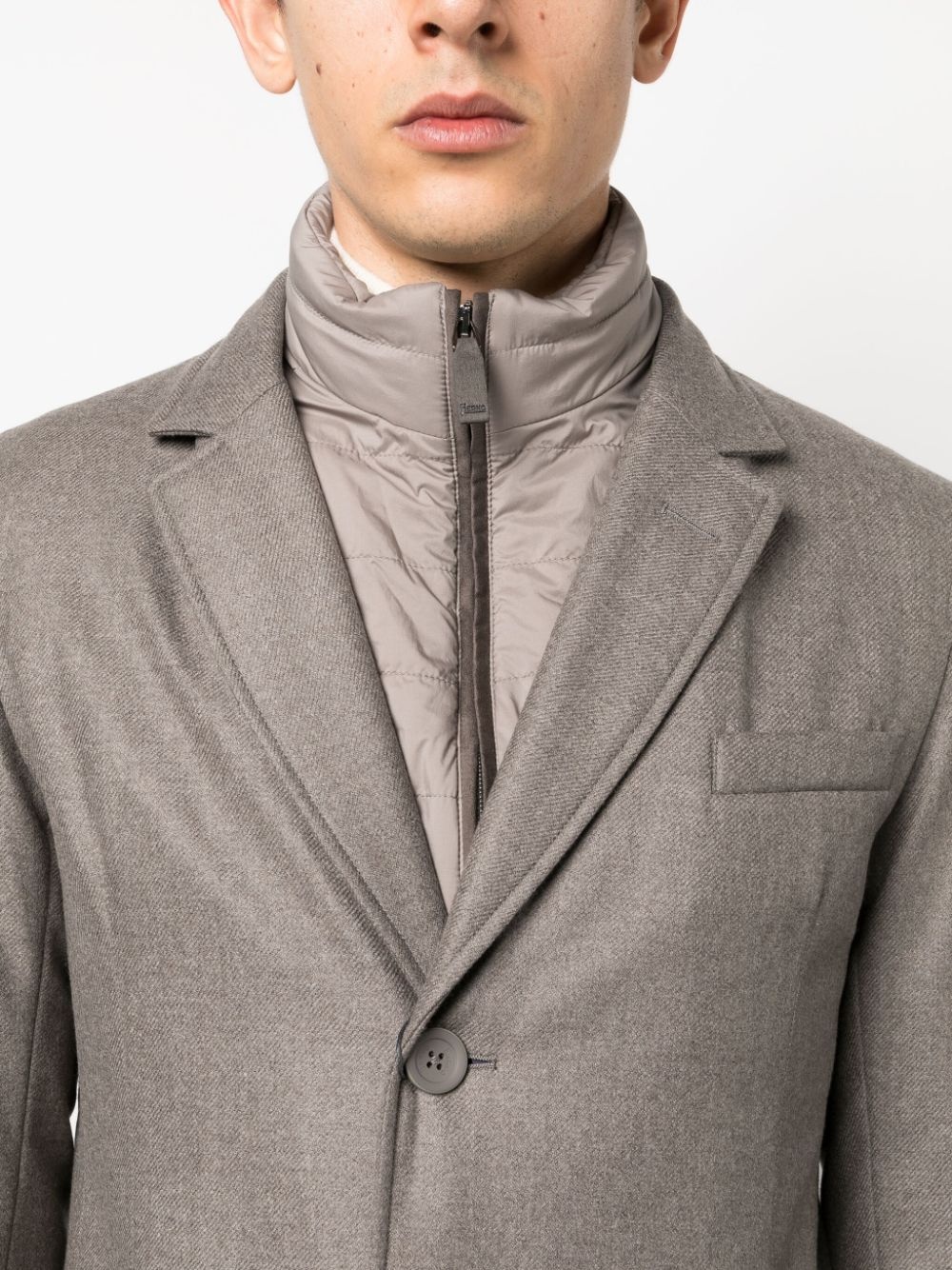 hybrid high-neck single-breasted coat - 5