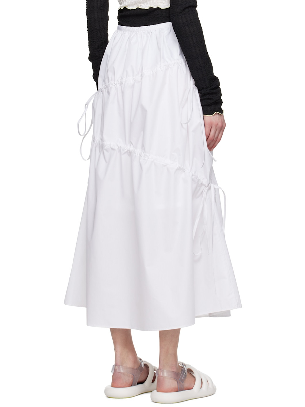 White Drawstring Maxi Skirt - 3