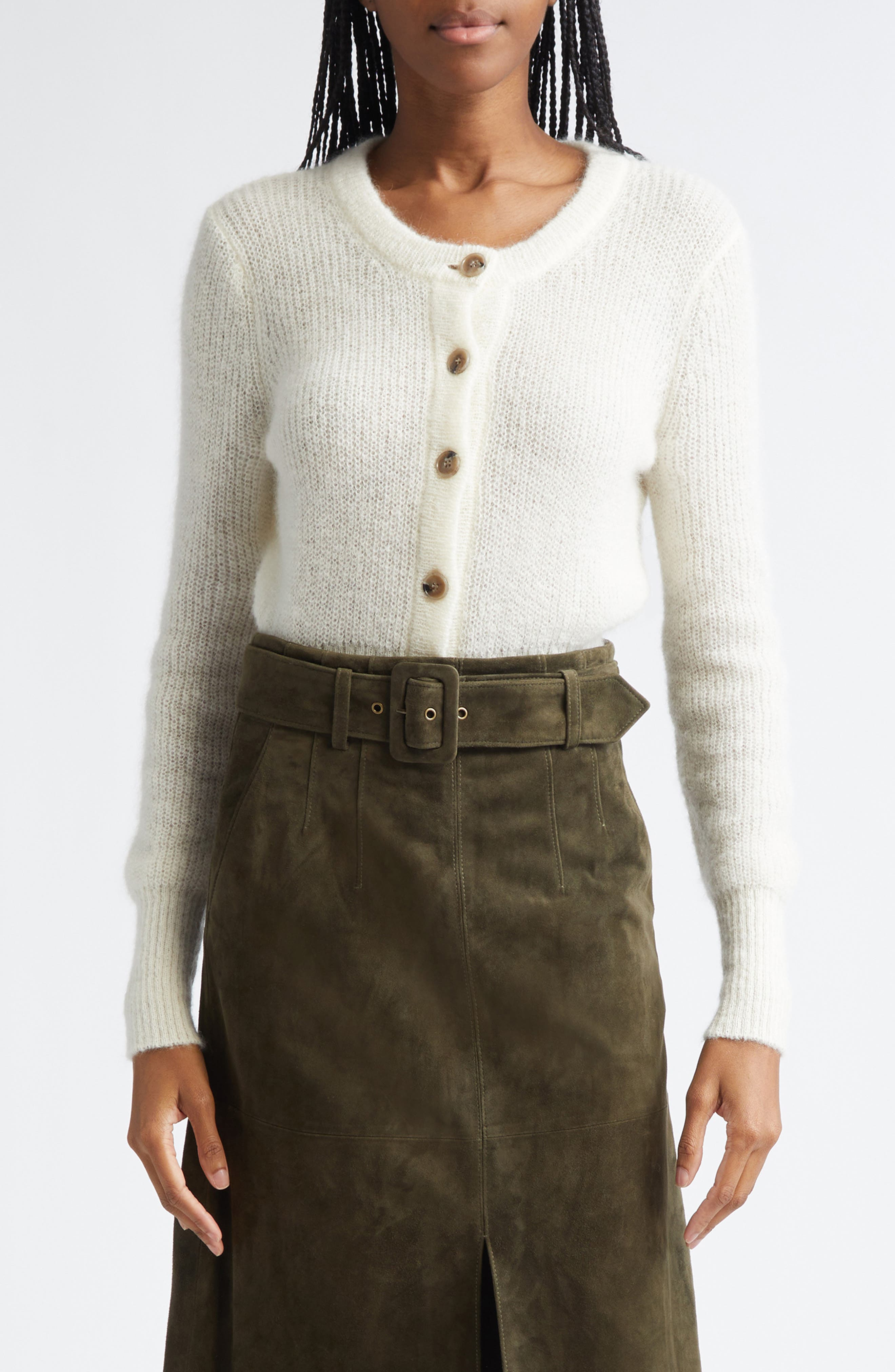 Veronica Beard Gilmour Crop Cardigan in Dove at Nordstrom - 1