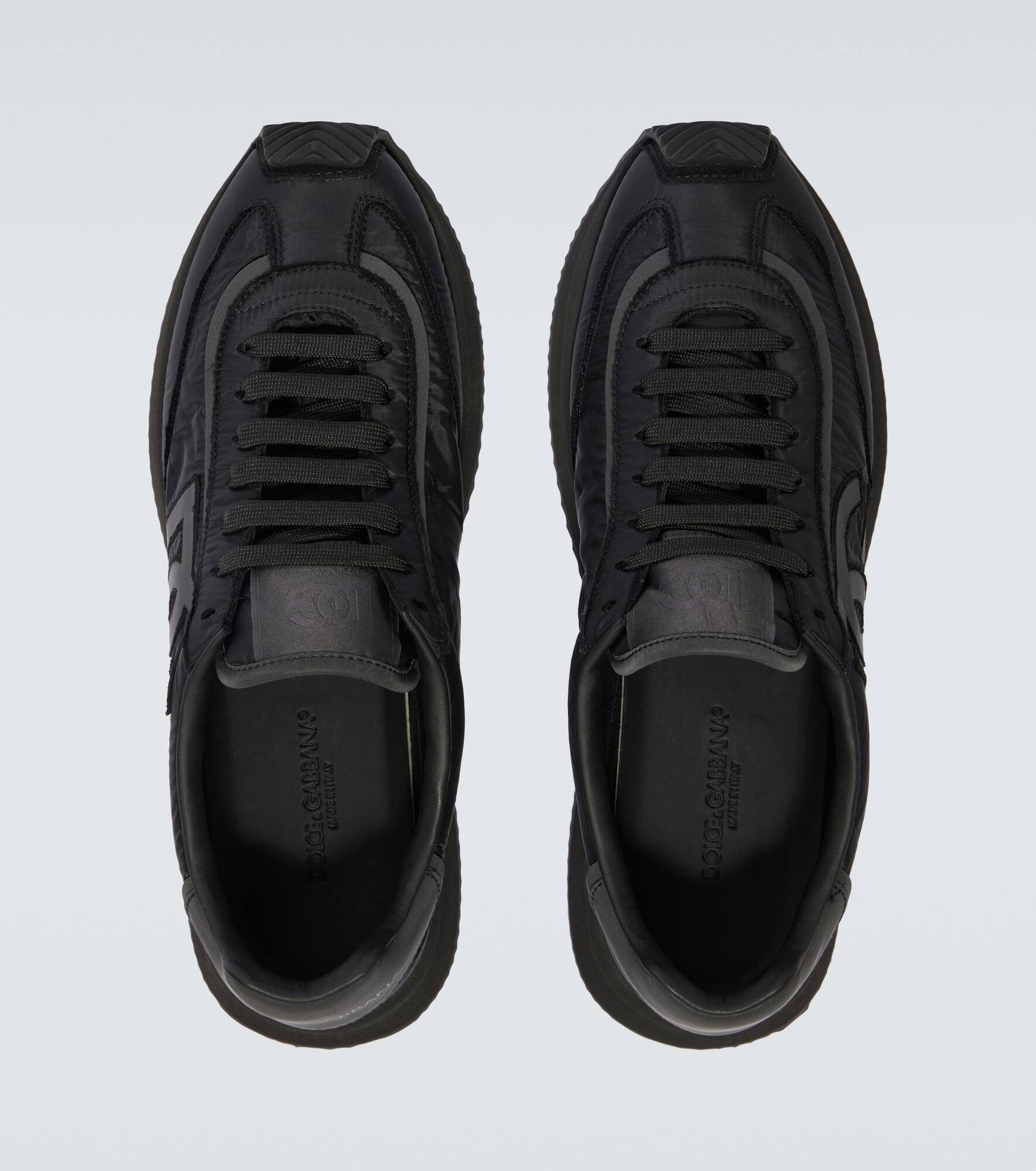 Leather-trimmed canvas sneakers - 4