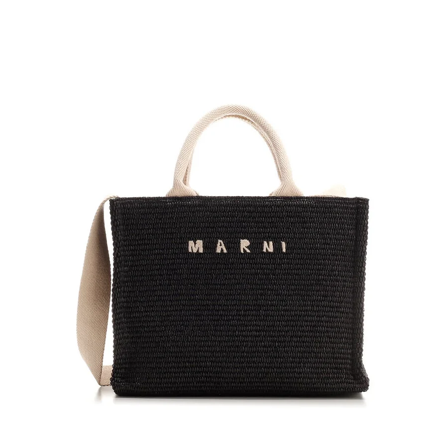 Marni Black Raffia Tote Bag - 1