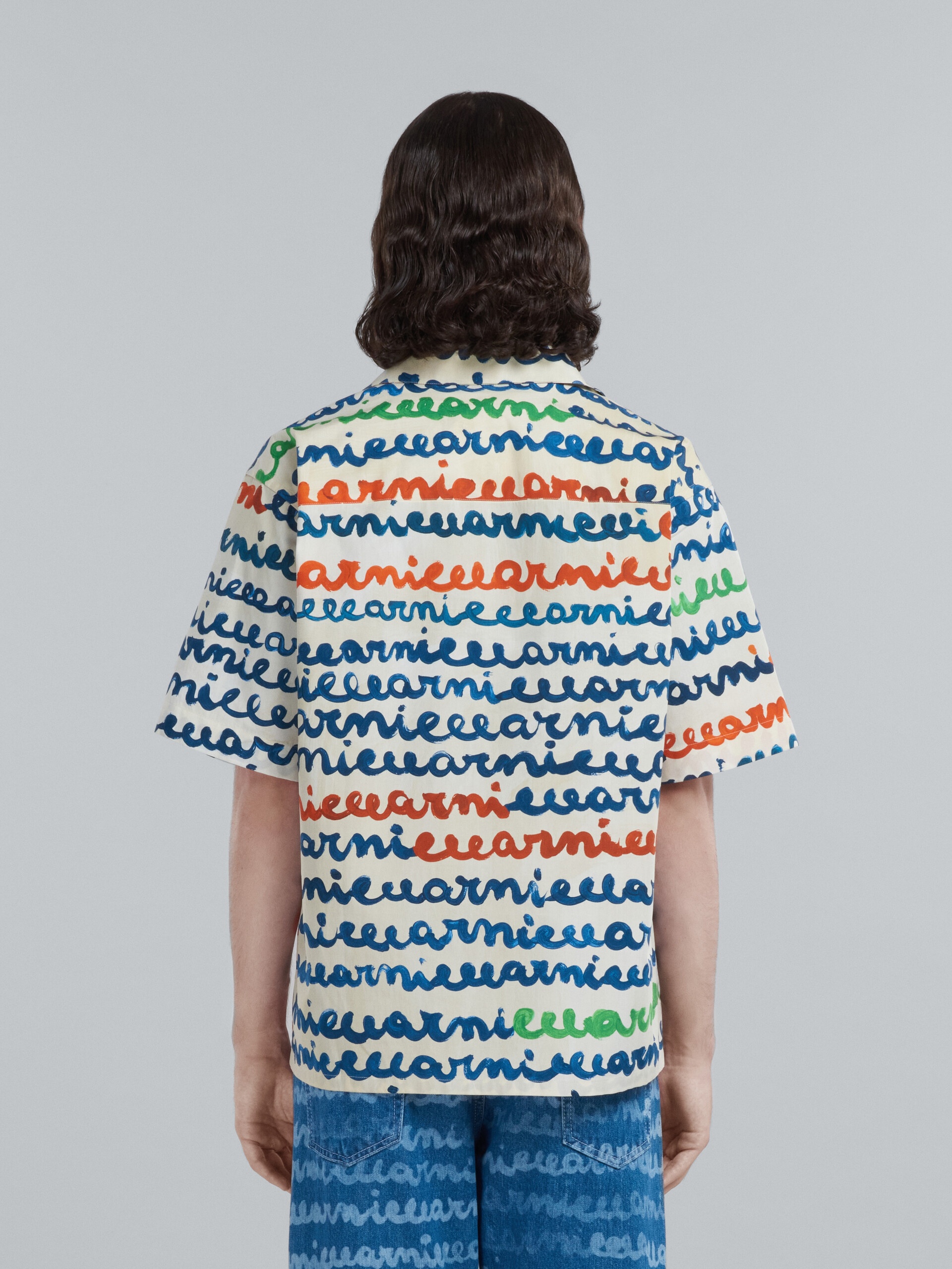 IVORY COTTON BOWLING SHIRT WITH MAREMARNI PRINT - 3