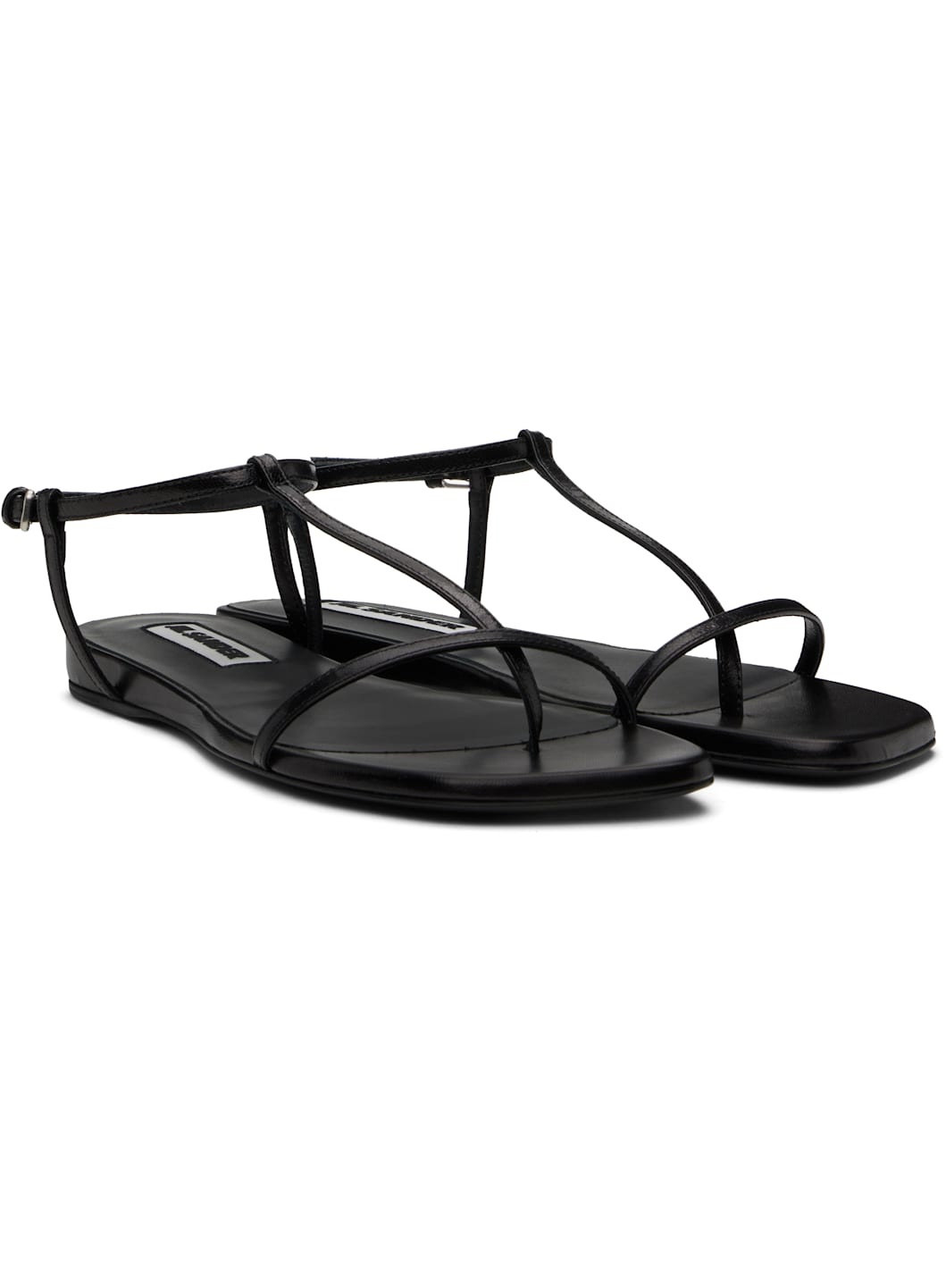 Black Square Toe Sandals - 4