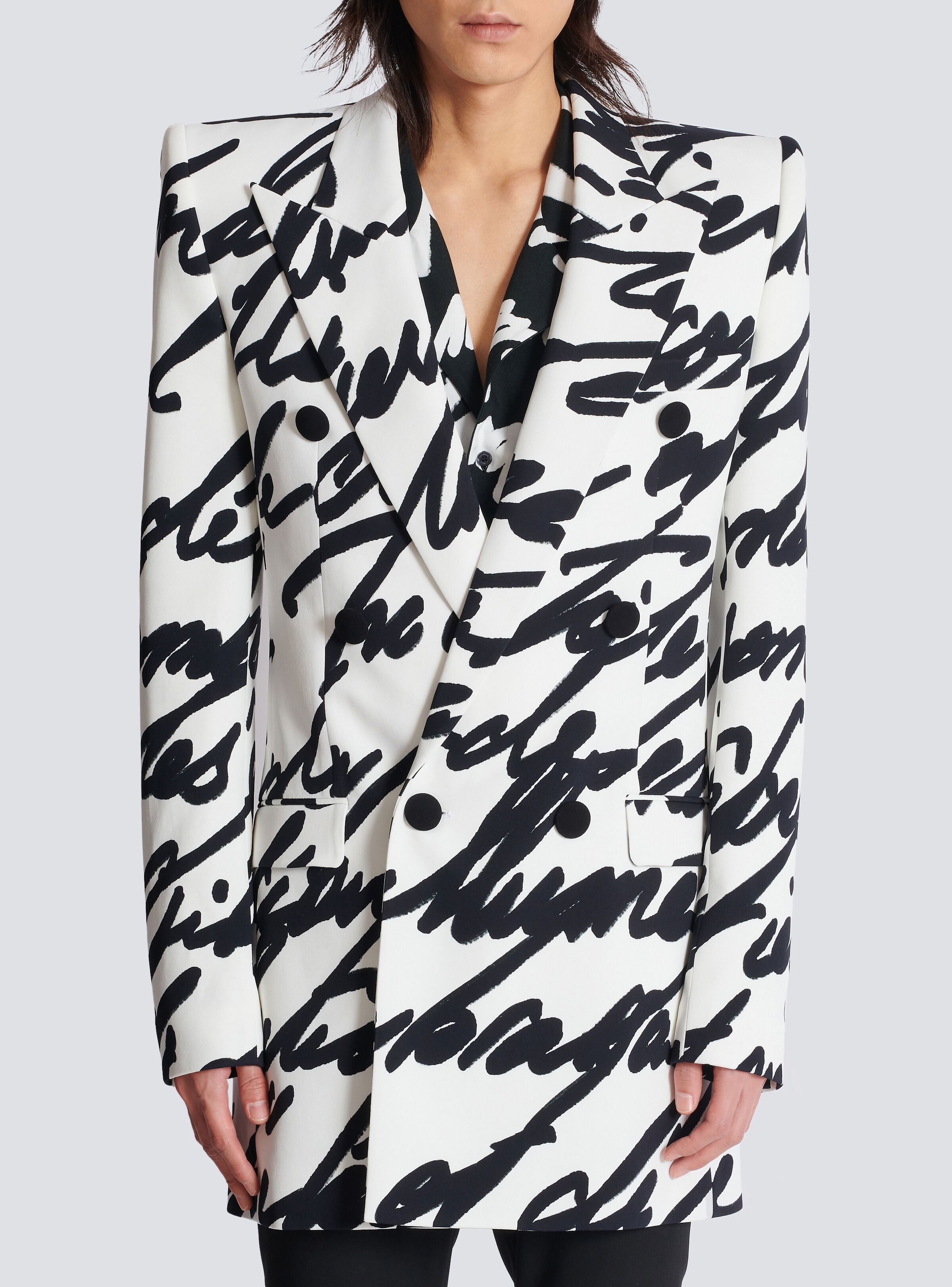 Crepe jacket with "Love Letter" print - 5