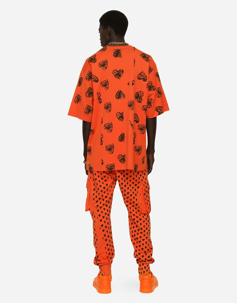 Cotton round-neck T-shirt with DG heart print 5