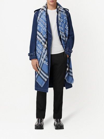 Burberry love and check print cashmere scarf outlook