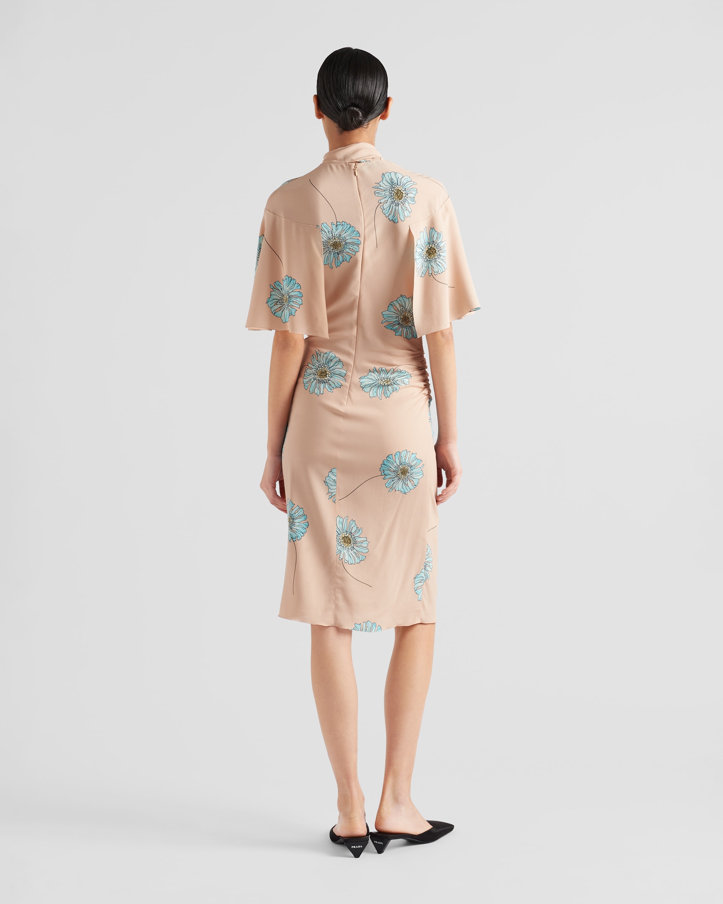 Printed sablé dress with scarf collar - 5