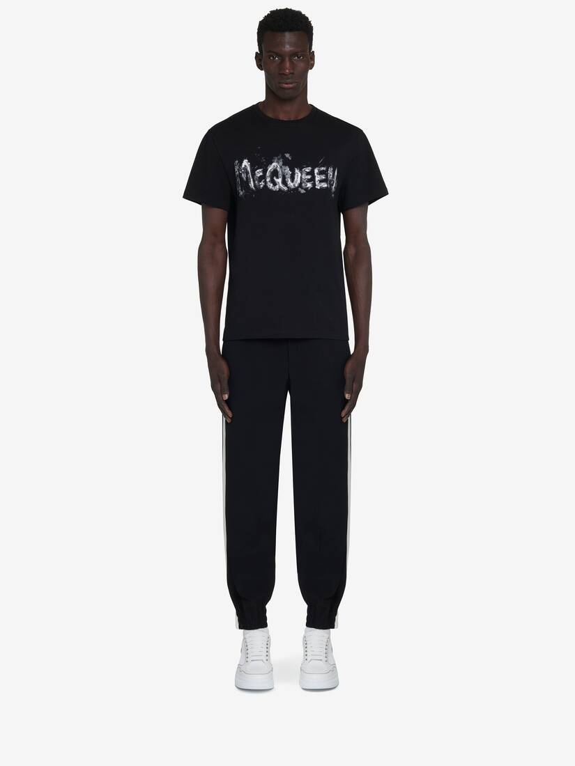 ■alexander mcqueen■ Graffiti McQueen T-Shirt Black Khaki 6 Alexander McQueen Men's McQueen Graffiti T-shirt in Black