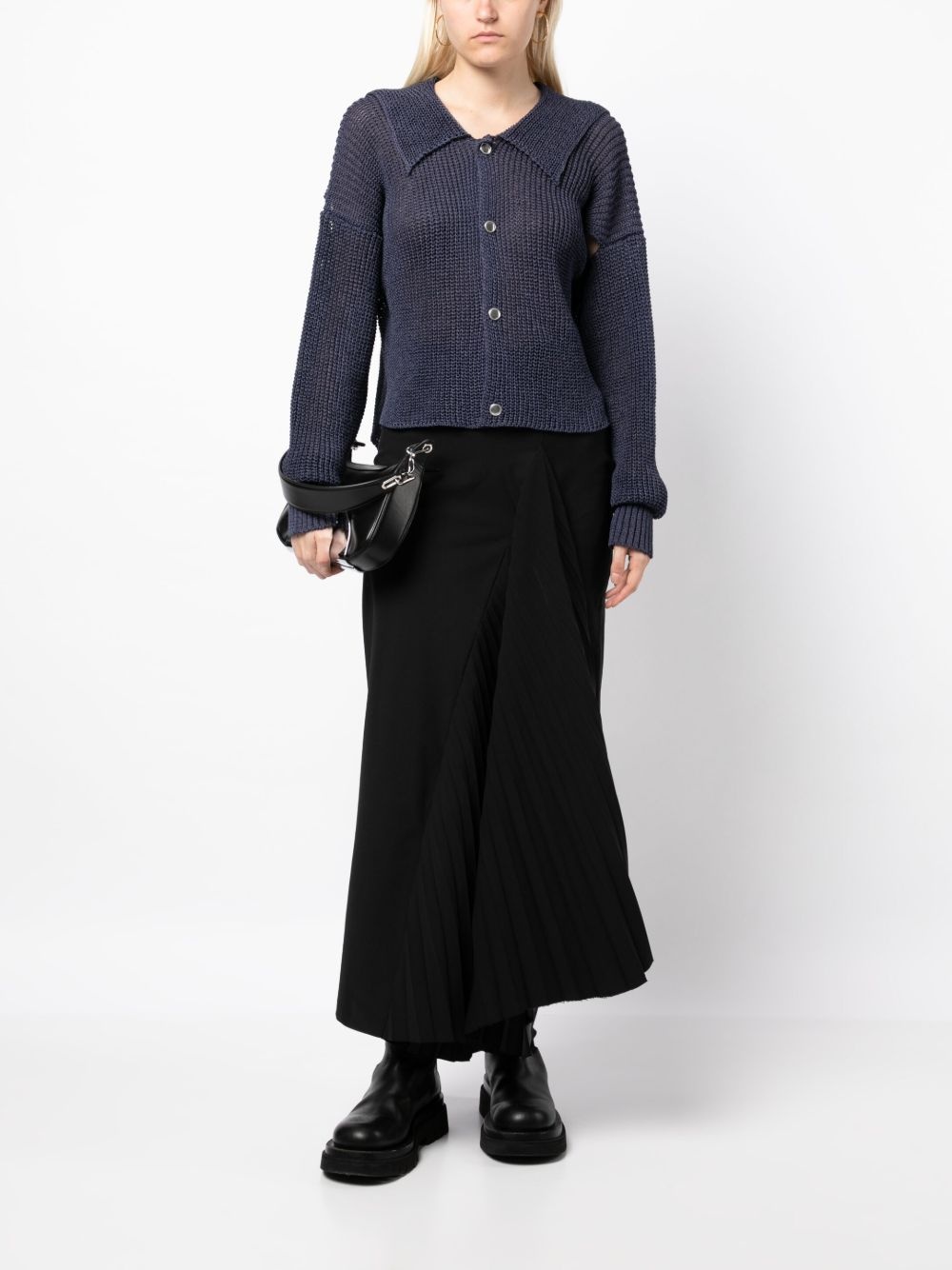 slit-detail cotton cardigan - 2