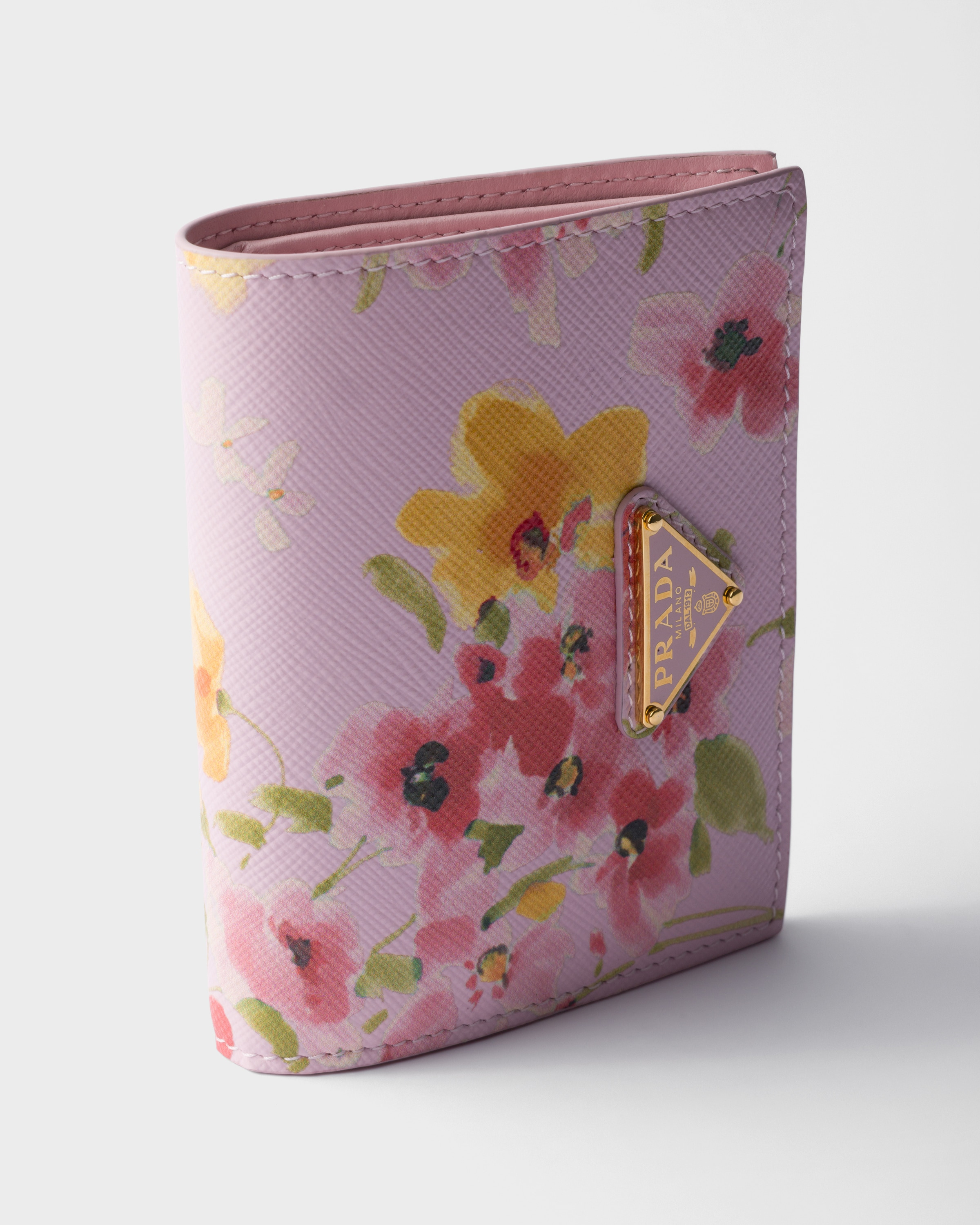 Small floral-print Saffiano leather wallet - 4