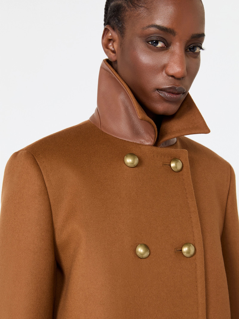 MARANTA Double-breasted wool broadcloth coat - TOBACCO 5