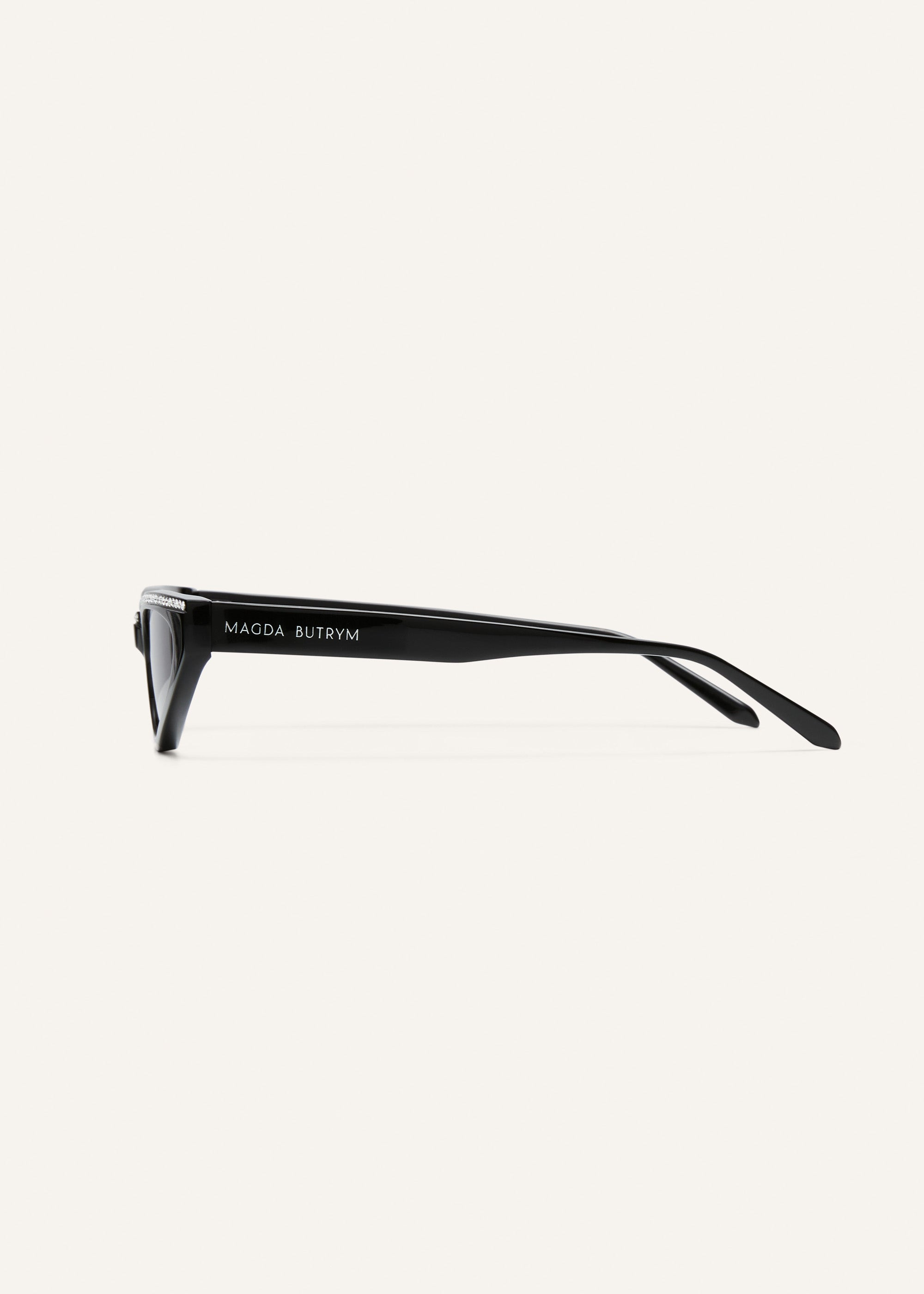 Pointed cat-eye sunglasses in black crystals - 3