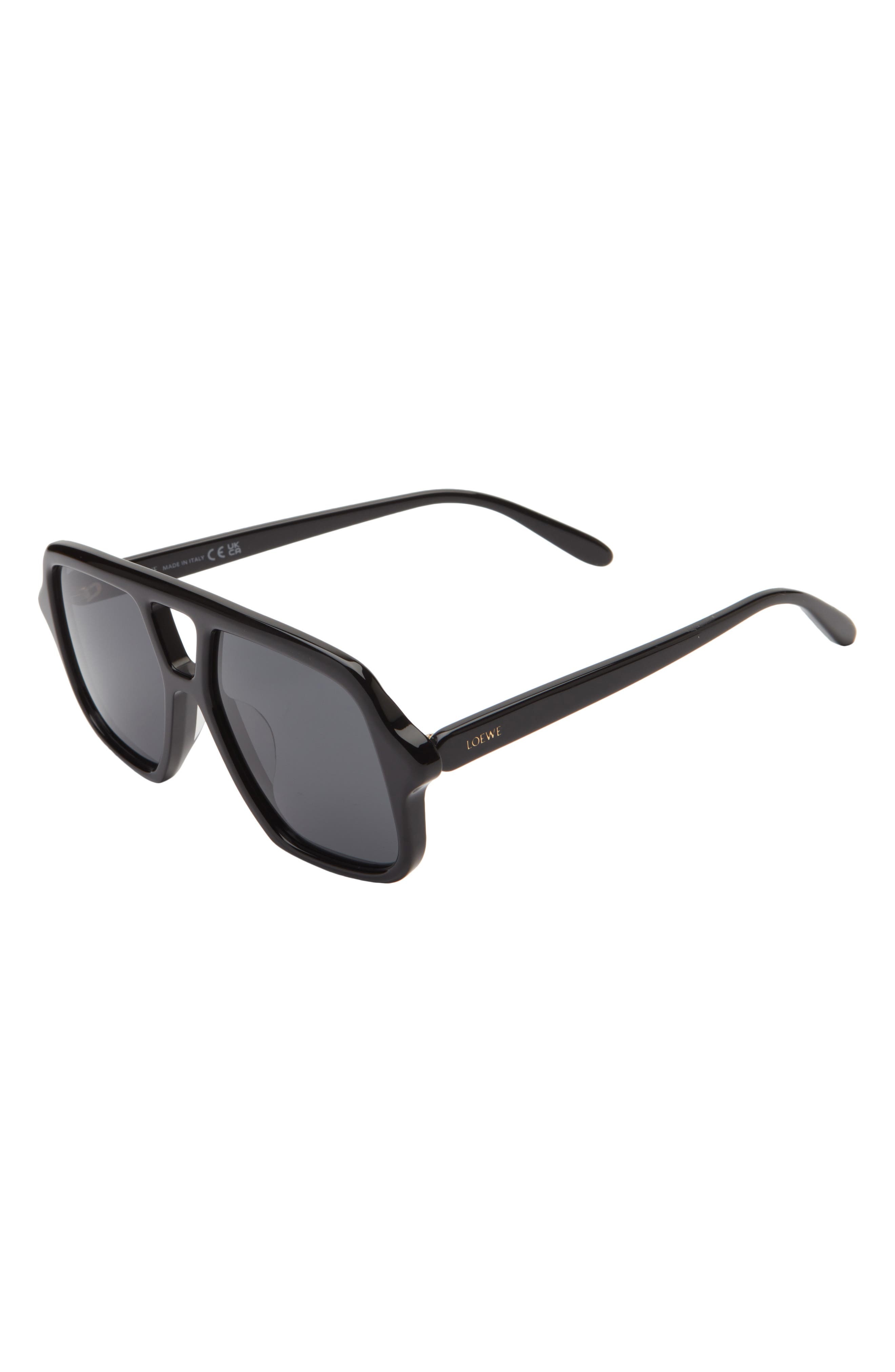 Loewe Slim Rectangular Sunglasses in Shiny Black /Smoke at Nordstrom - 2