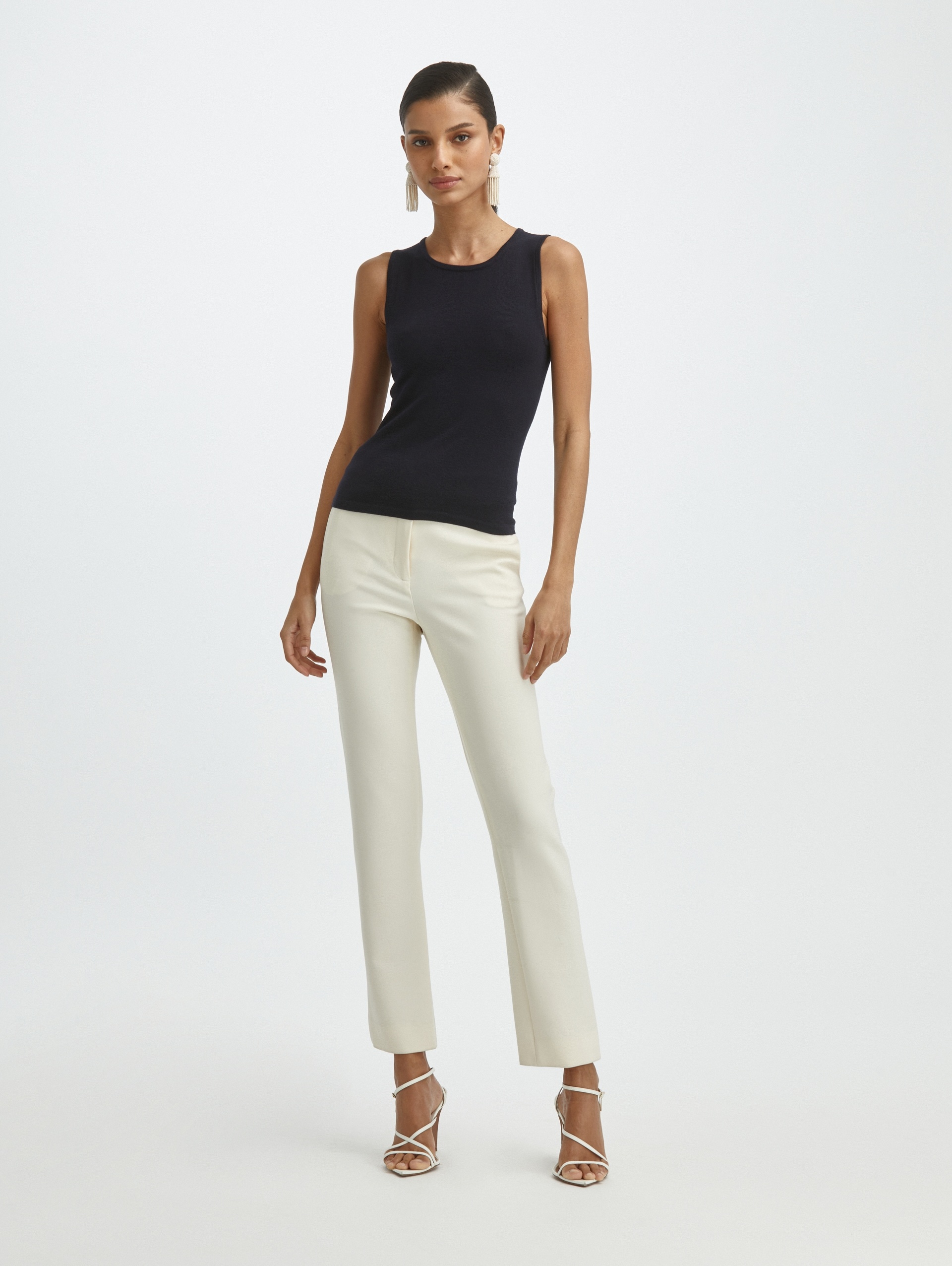 CASHMERE SILK JEWEL NECK TANK - 2