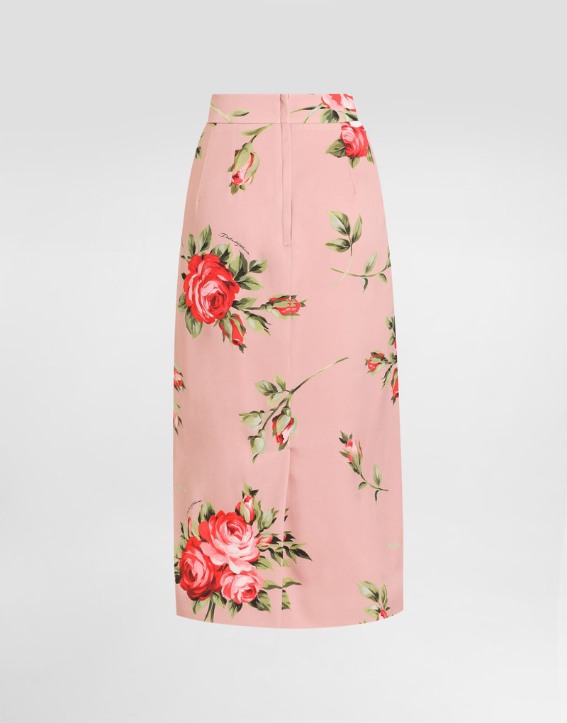 Dolce & Gabbana Rose bouquet-print straight skirt outlook