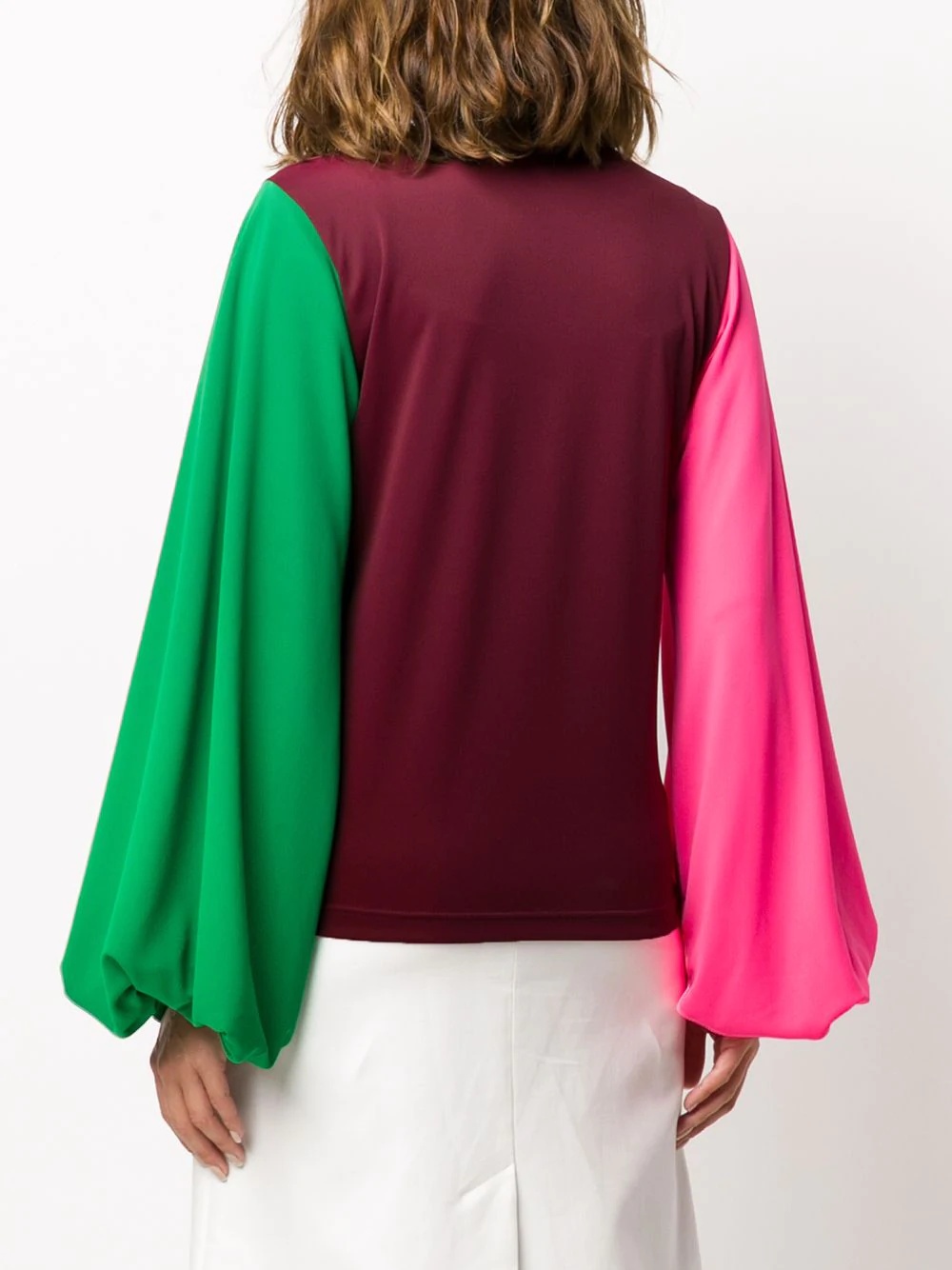 colour-block balloon sleeved blouse  - 4