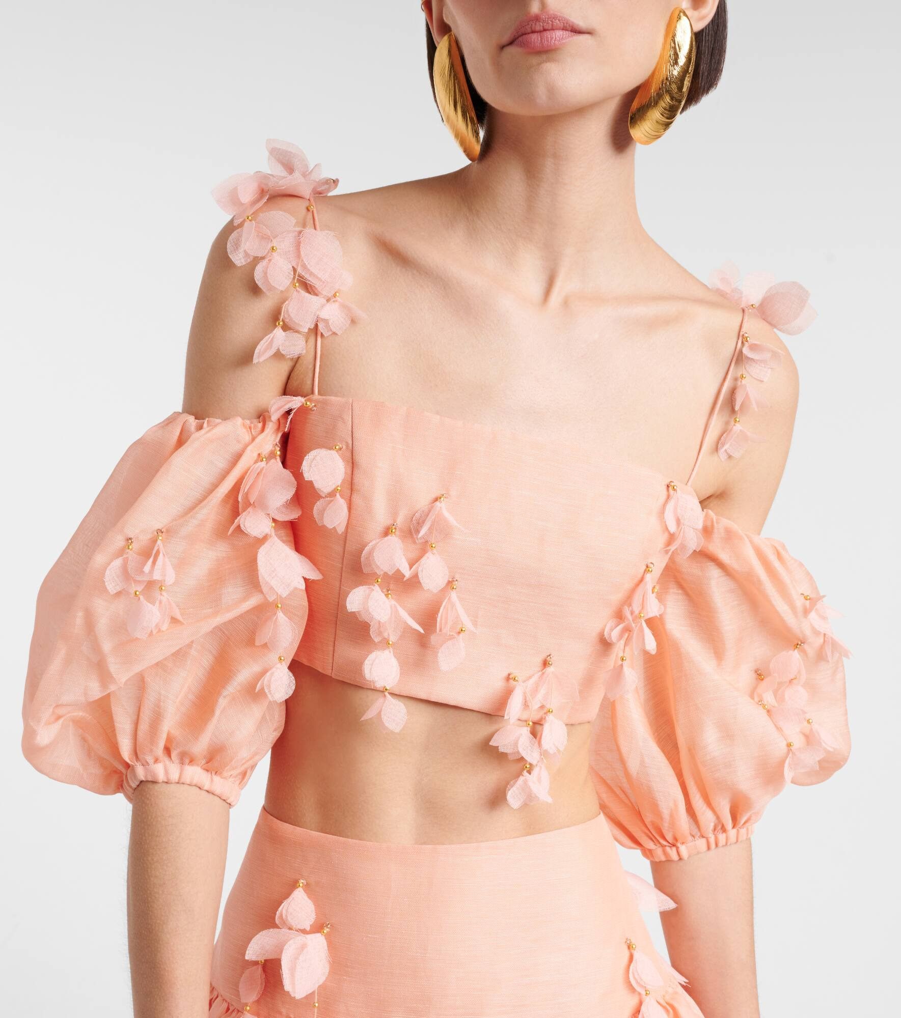 Dawning linen and silk crop top - 4