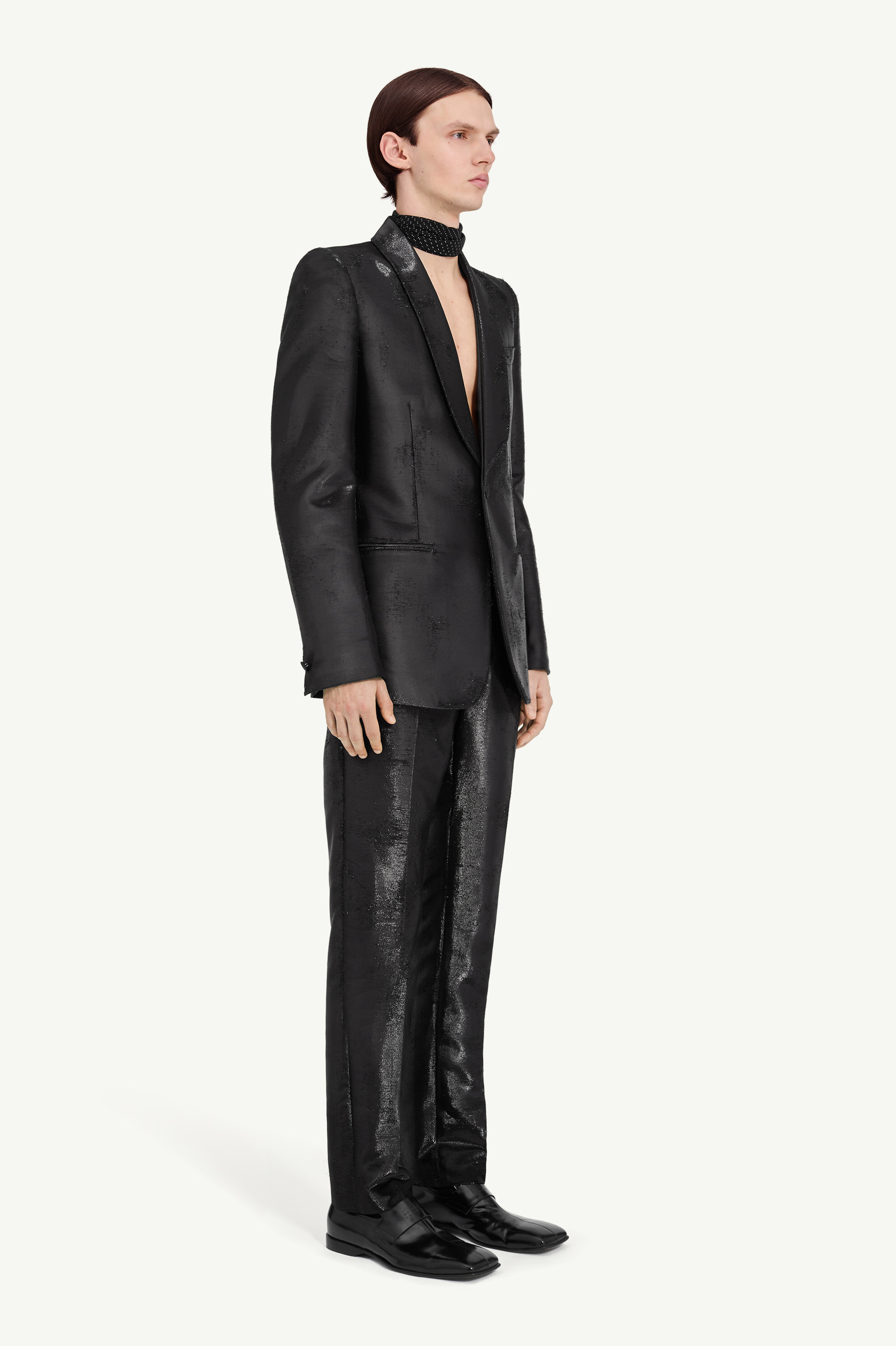 Distressed jacquard suit jacket - 3