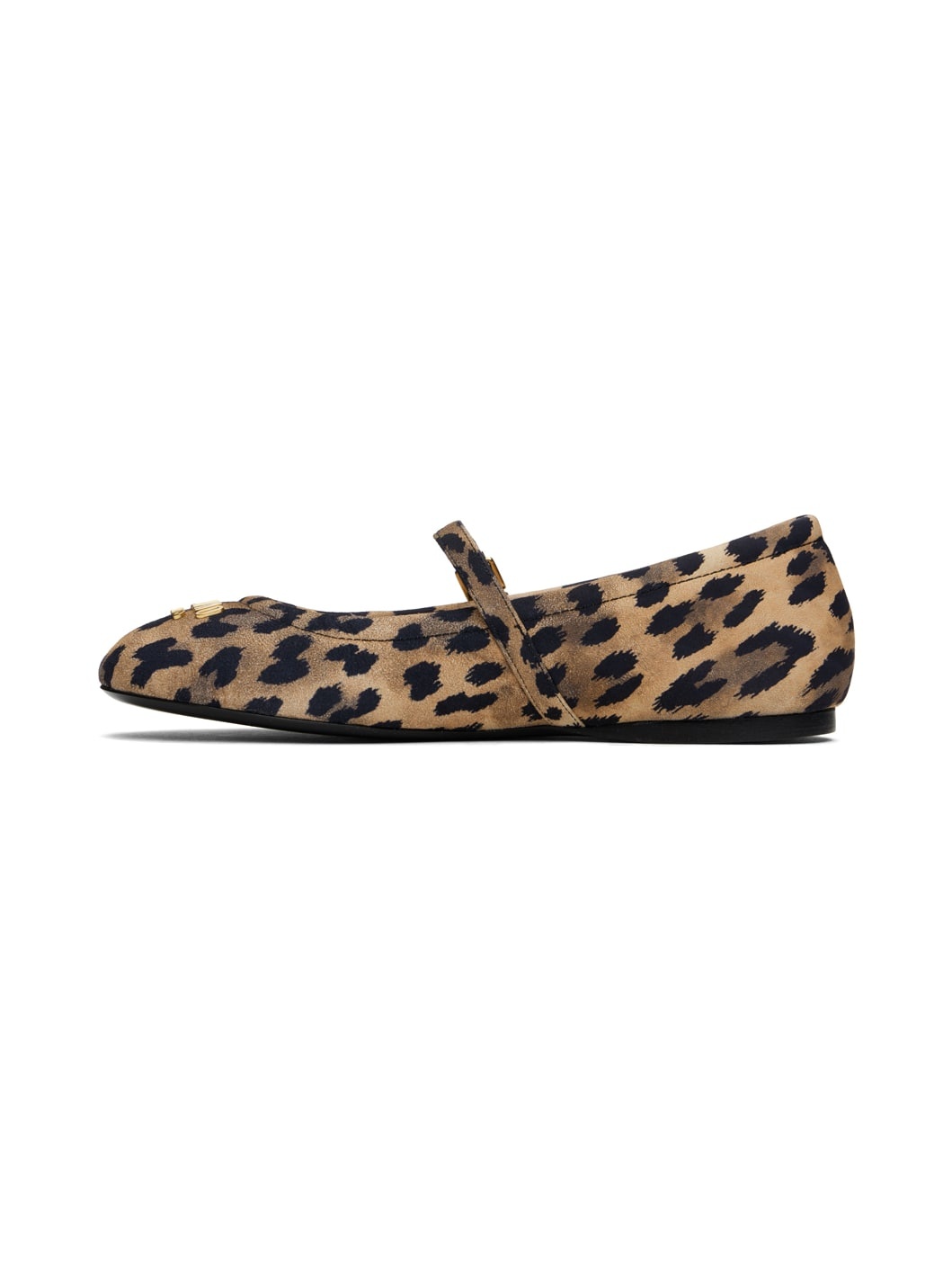 Brown & Black Metal Logo Ballerina Flats - 3