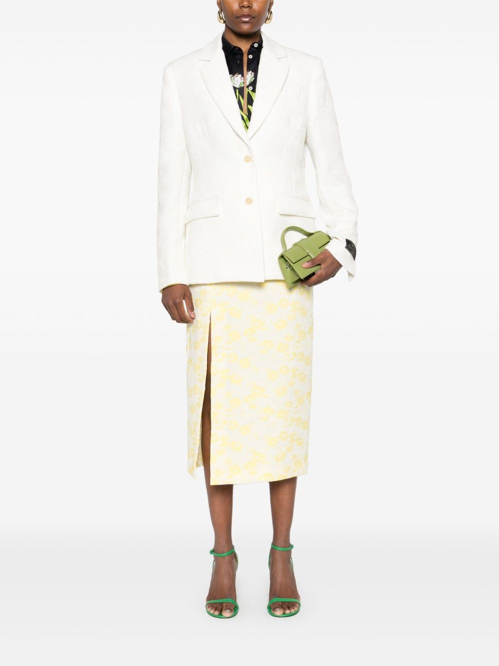 floral-jacquard midi skirt - 2