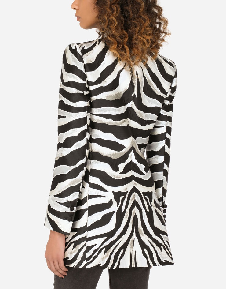 Zebra-design lamé jacquard Turlington jacket - 5