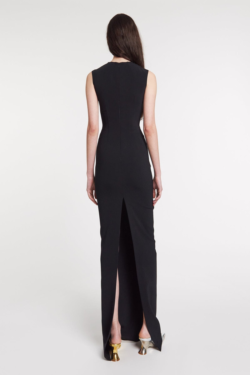 FITTED MAXI DRESS WITH MULTI LIP APPLIQUÉ BLACK 2