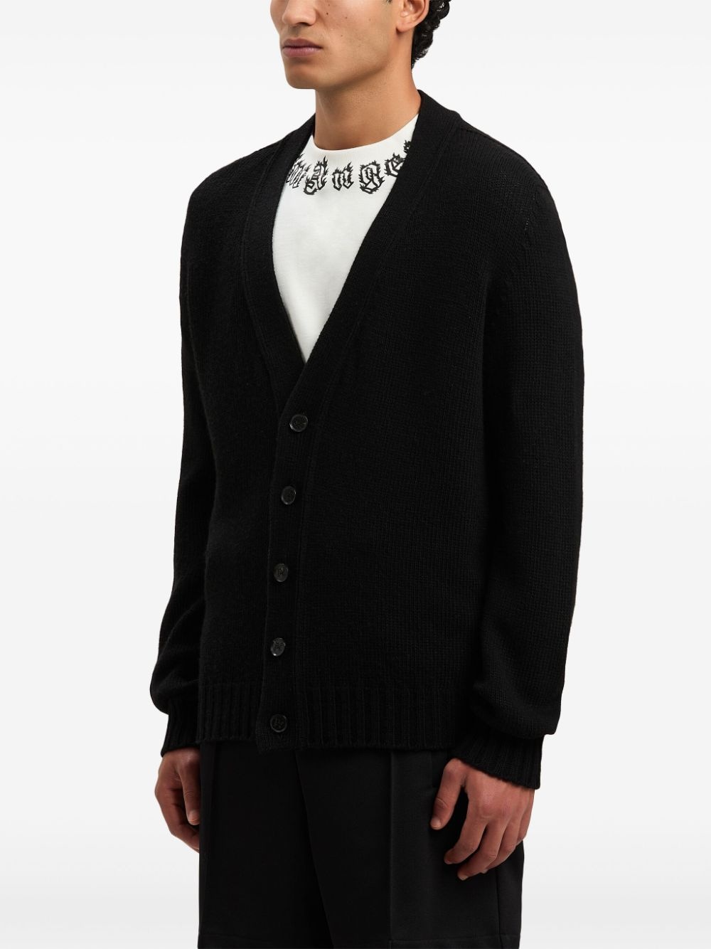 logo-knit buttoned cardigan - 4