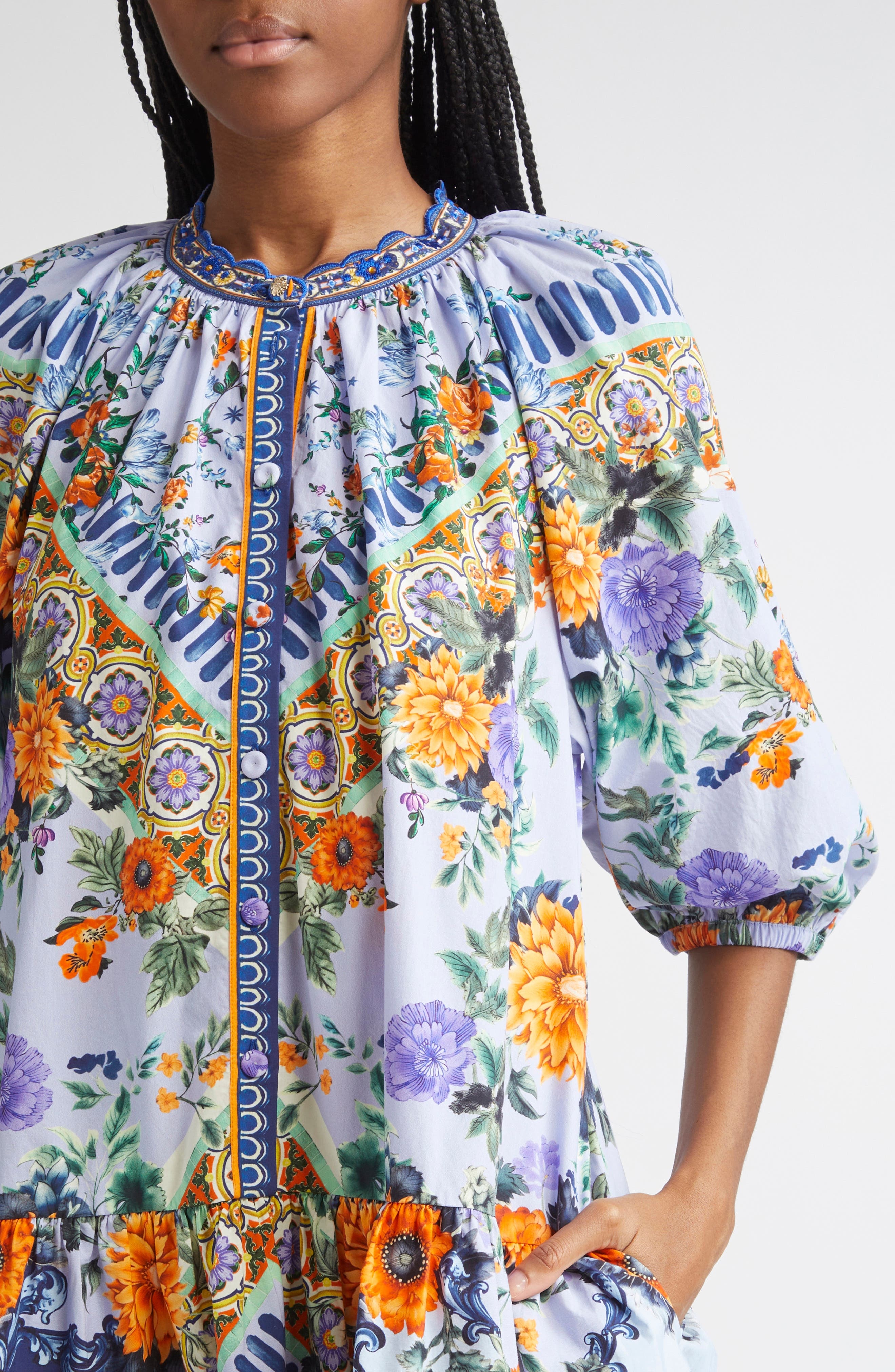 Camilla Luscious in Lisbon Puff Sleeve Organic Cotton Poplin Shirtdress at Nordstrom - 4