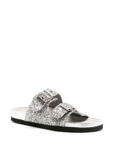 Moschino glitter-detail double-buckle slides outlook