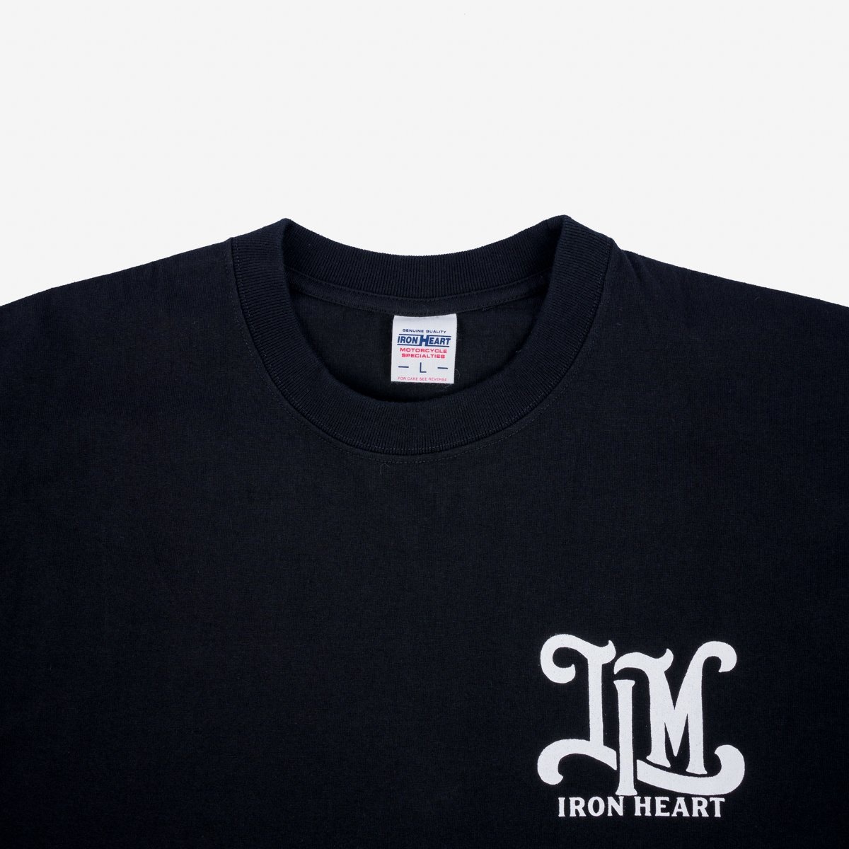 IHT-2407-BLK 7.5oz Printed Loopwheel Crew Neck T-Shirt - Black - 7